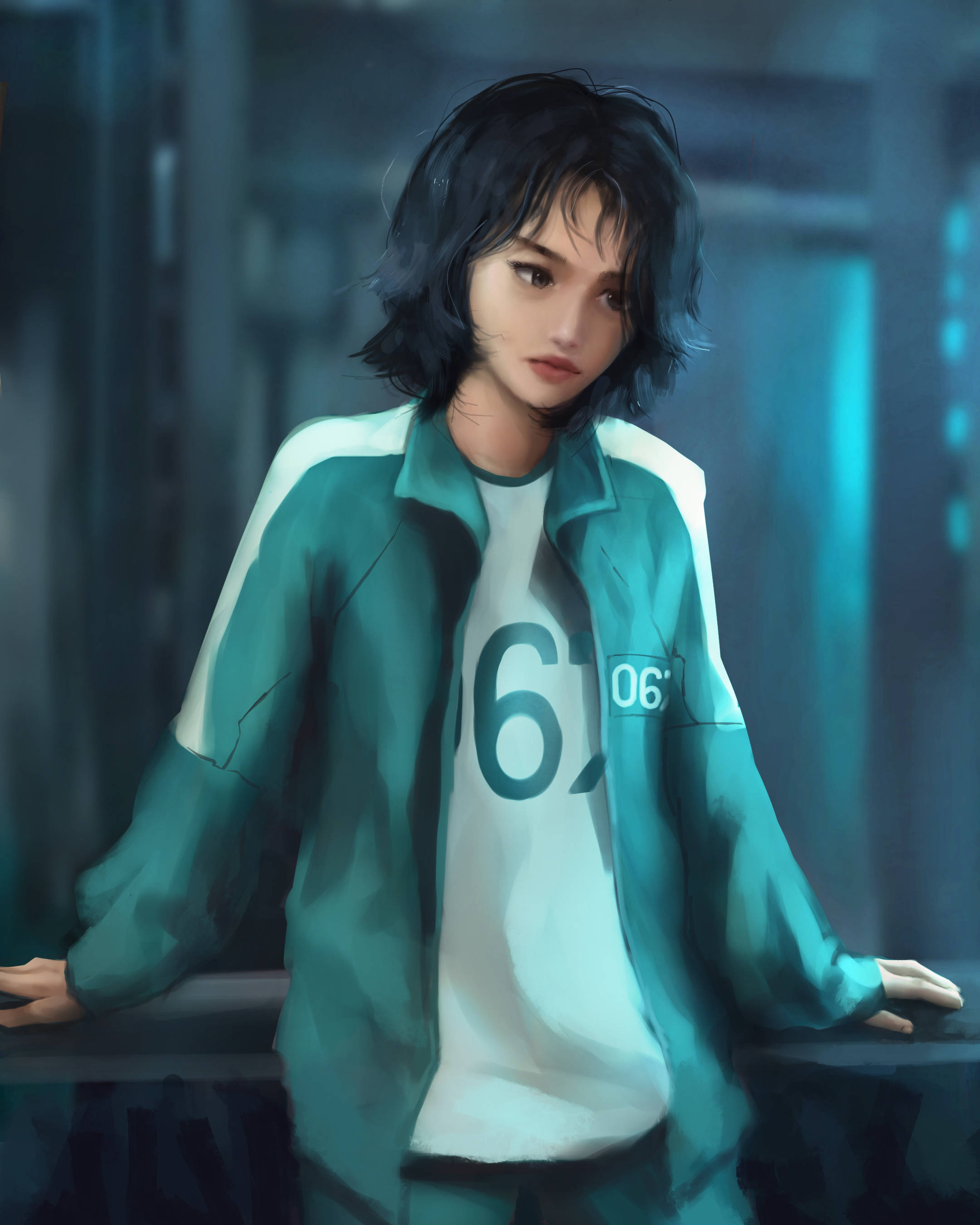 ดิจิตอลอาร์ตผู้เล่น 067 Squid Game วอลเปเปอร์