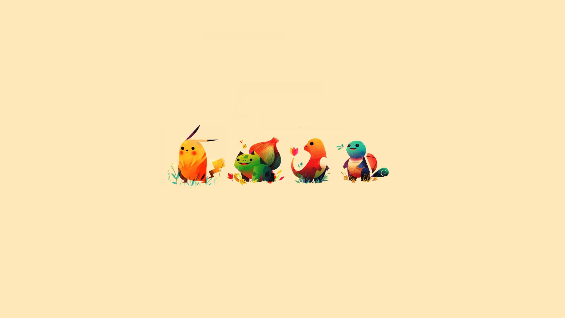 สไตล์อินดี้โปเกมอนรุ่น 1 สตาร์ทเตอร์สำหรับวอลเปเปอร์แล็ปท็อป วอลเปเปอร์