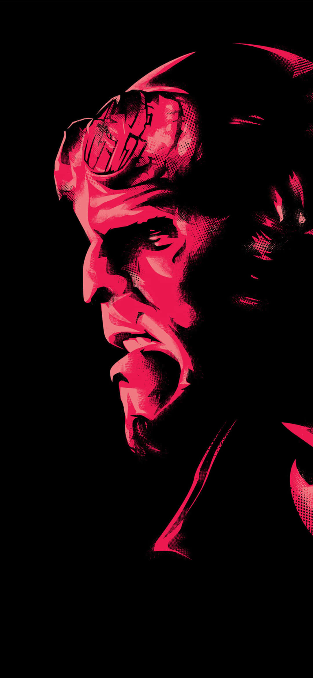 1080x2340 4K ภาพประกอบศิลปะ Hellboy สีแดง วอลเปเปอร์