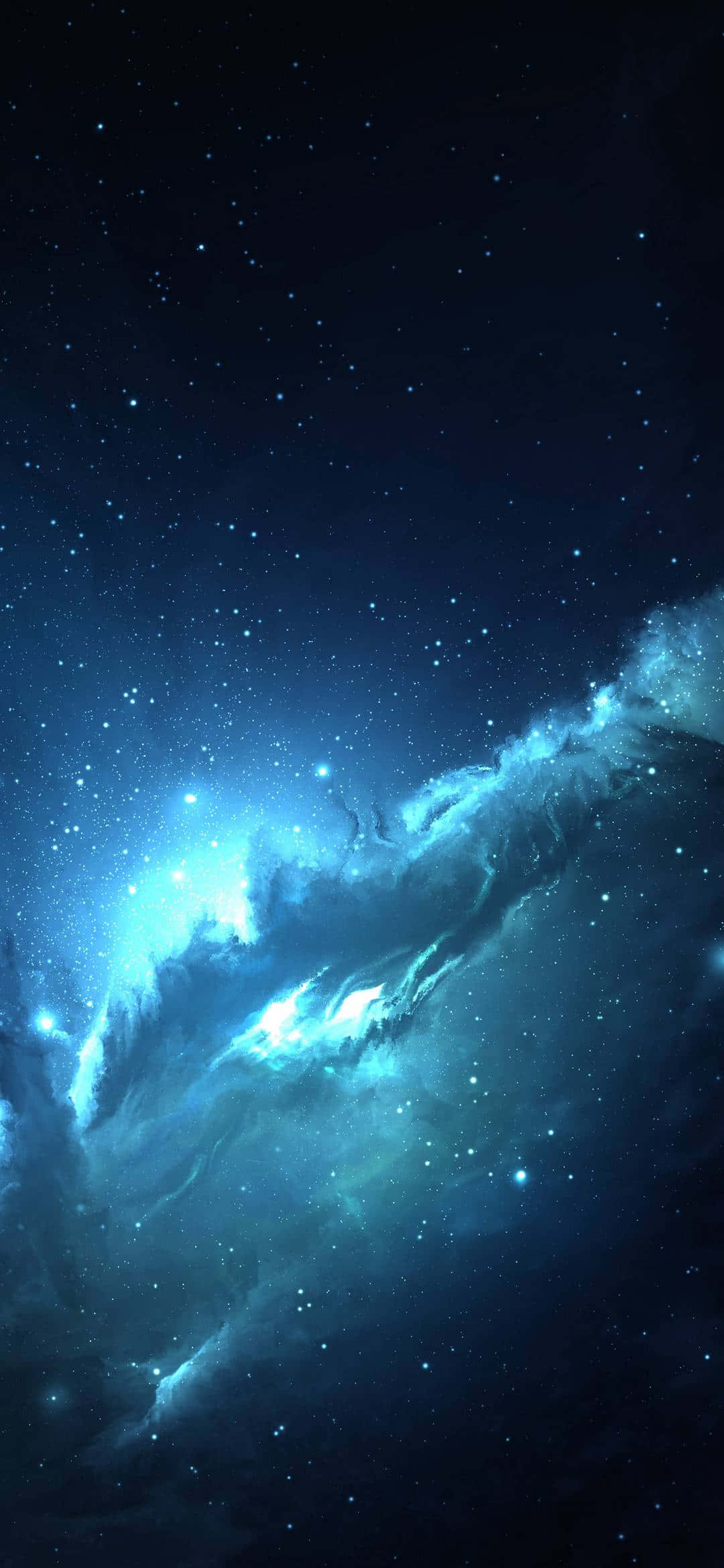 1080x2340 4K เนบิวลาสีนีออนน้ำเงิน วอลเปเปอร์