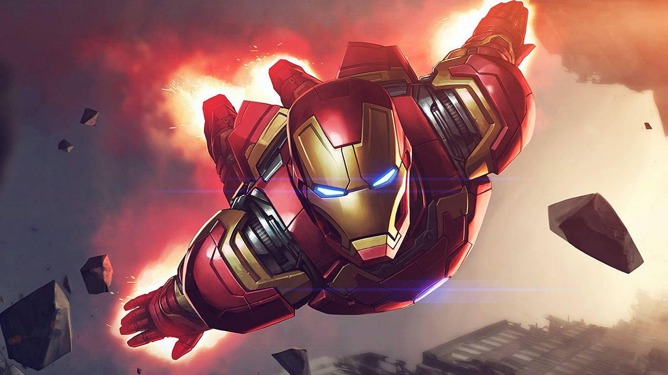 1366 x 768 Marvel Ironman กำลังบิน วอลเปเปอร์