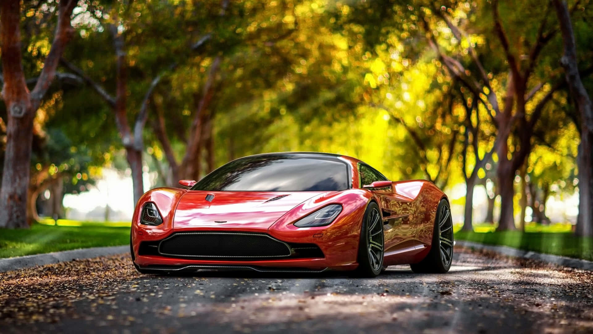 1920 X 1080 รถสีแดง Aston Martin วอลเปเปอร์