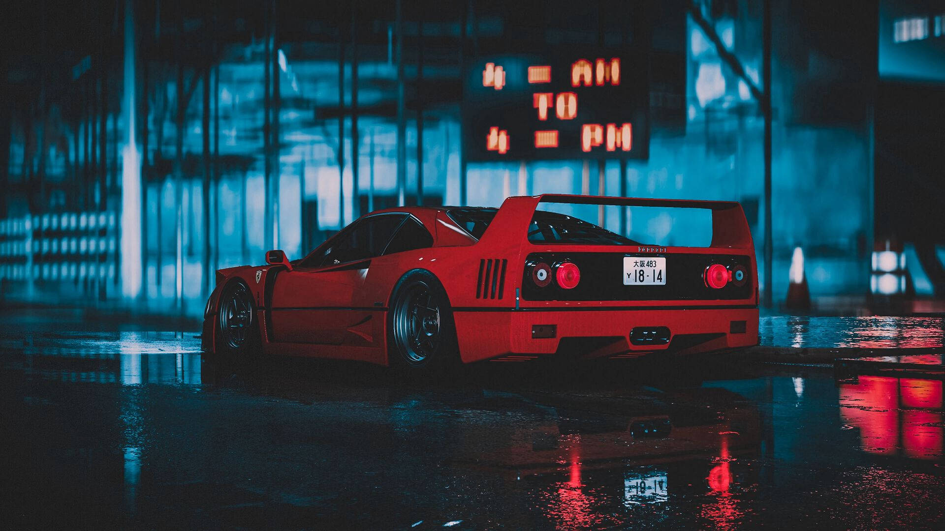 1920x1080 Ferrari F40 มุมมองด้านหลัง วอลเปเปอร์