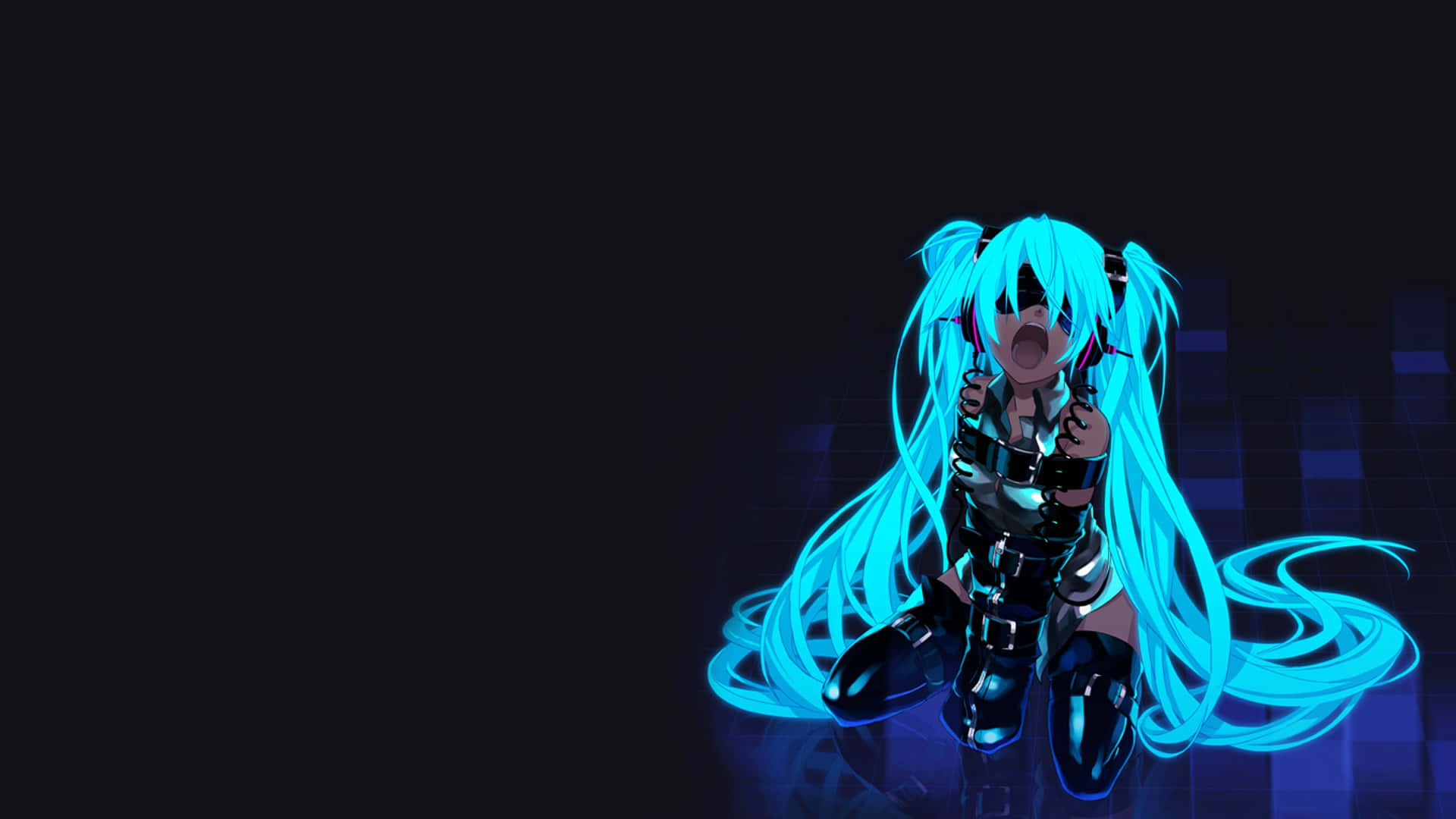 1920x1080 อนิเมะ ฮัตสึเนะ มิกุ สีฟ้าเรืองแสง — สีฟ้าสวยงาม GIF วอลเปเปอร์
