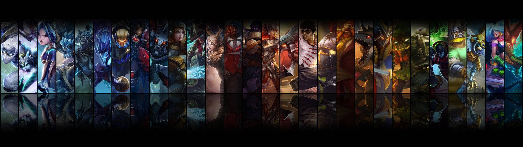แชมเปี้ยนต่อสู้ในศึกสุดยิ่งใหญ่ข้าม 2 หน้าจอใน League of Legends วอลเปเปอร์