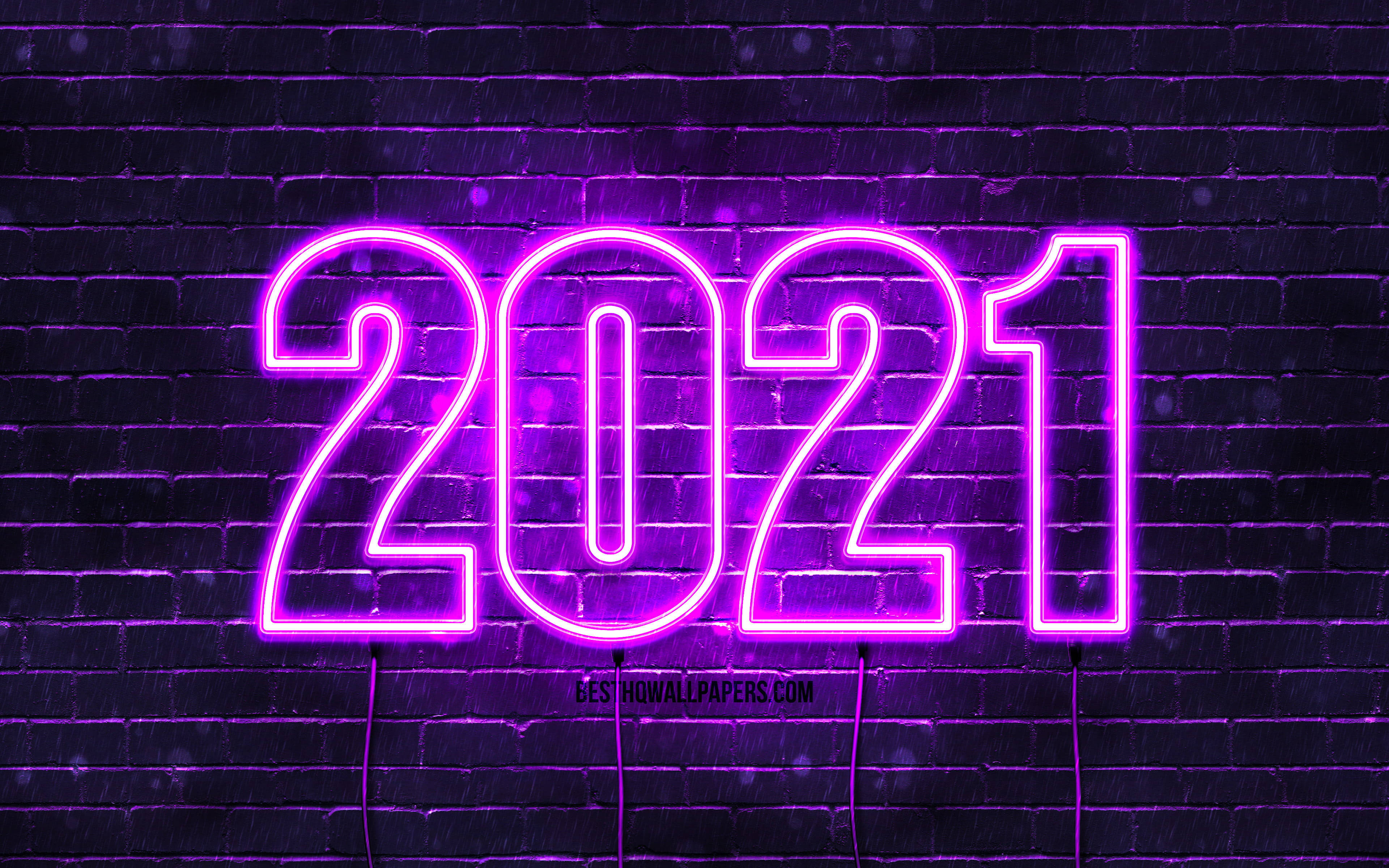 คำอวยพรปีใหม่ 2021 สีม่วงนีออน วอลเปเปอร์