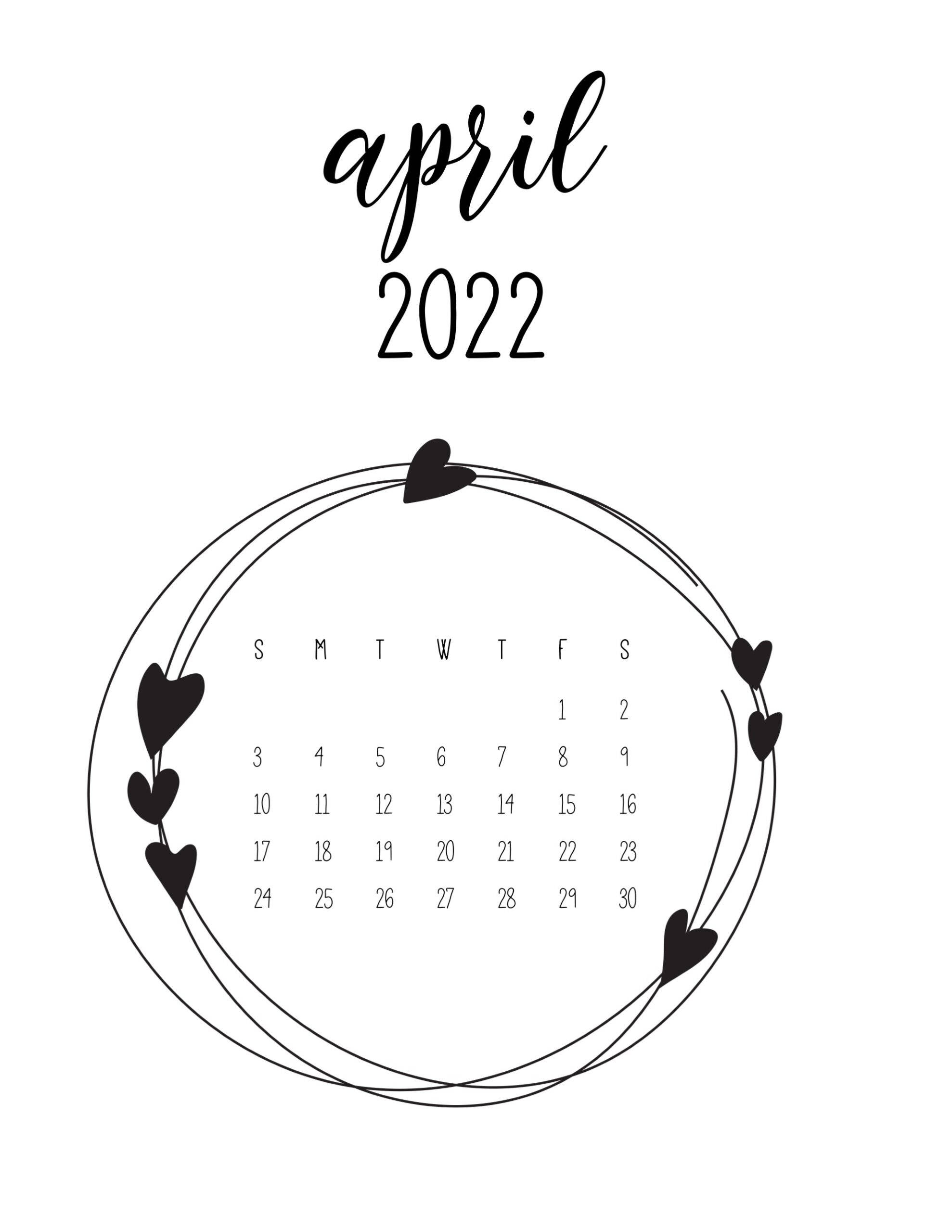 ปฏิทินเมษายน 2022 ขาวดำ วอลเปเปอร์