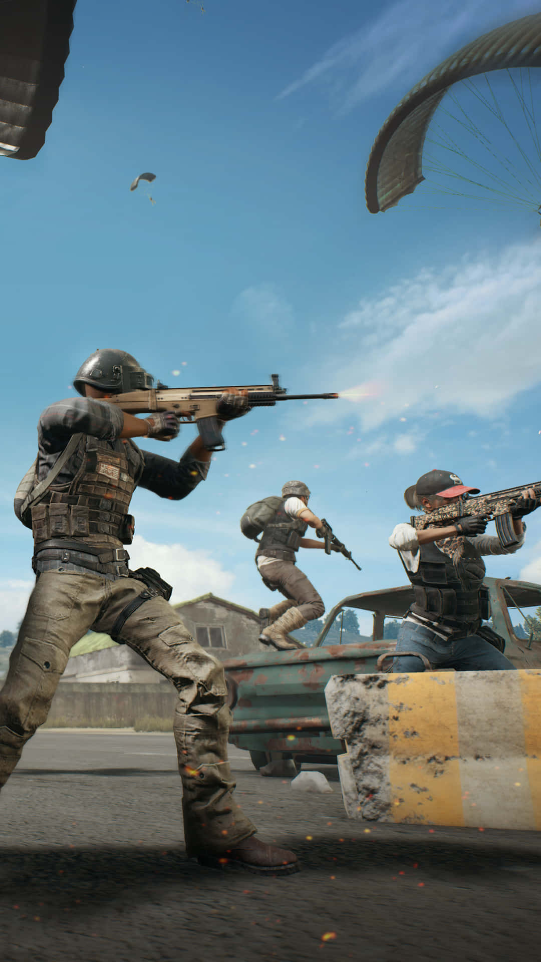 ภาพพอร์เทรทพิกเซล 3 ตัวละคร Playerunknown's Battlegrounds กลางเกม วอลเปเปอร์