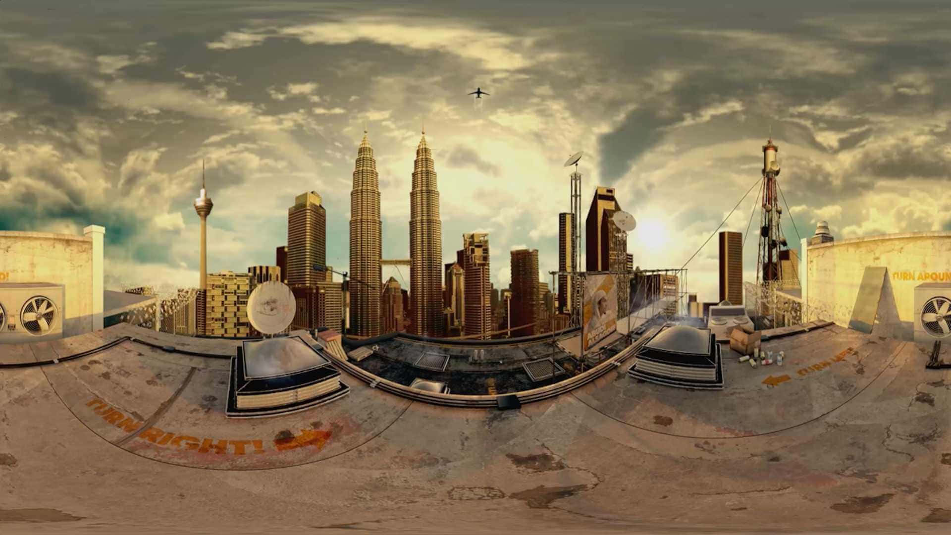 ภาพตึกระฟ้าช่วงชั่วโมงทองแบบ 360 องศา วอลเปเปอร์