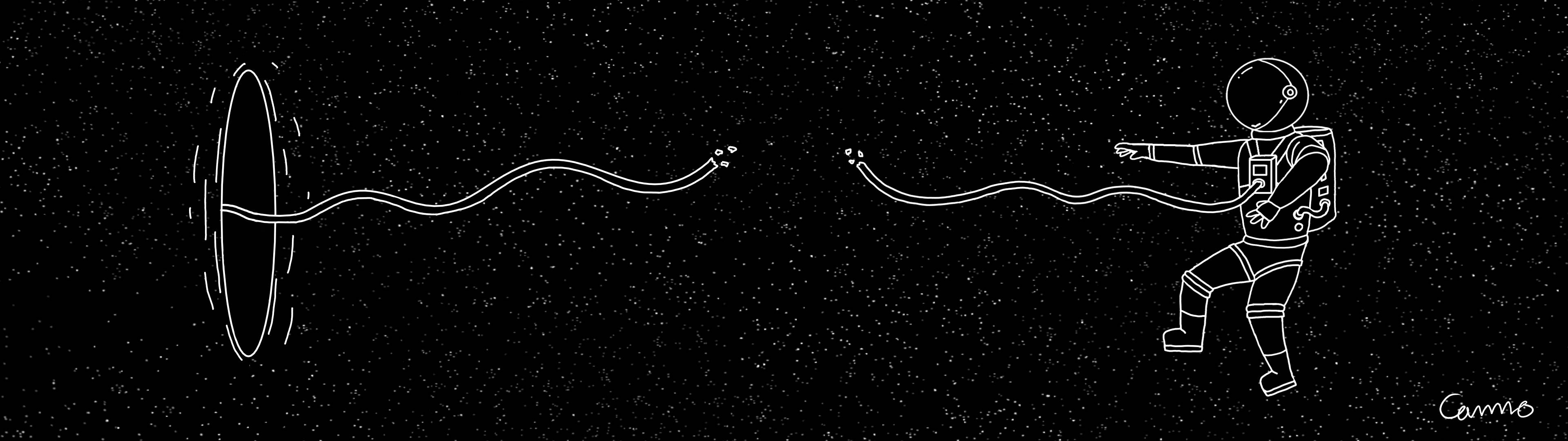 3840x1080 4K เส้นสายศิลปะนักบินอวกาศ วอลเปเปอร์