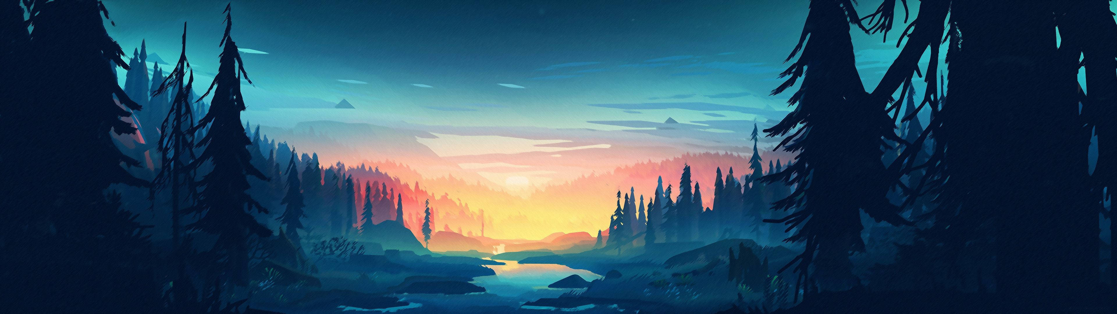 3840x1080 HD ภาพธรรมชาติสำหรับจอคู่ วอลเปเปอร์