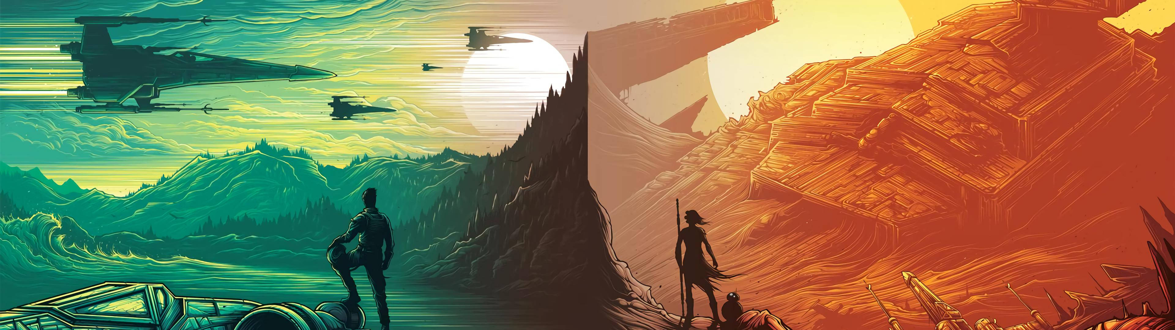 3840x1080 HD วอลเปเปอร์คู่ Star Wars วอลเปเปอร์