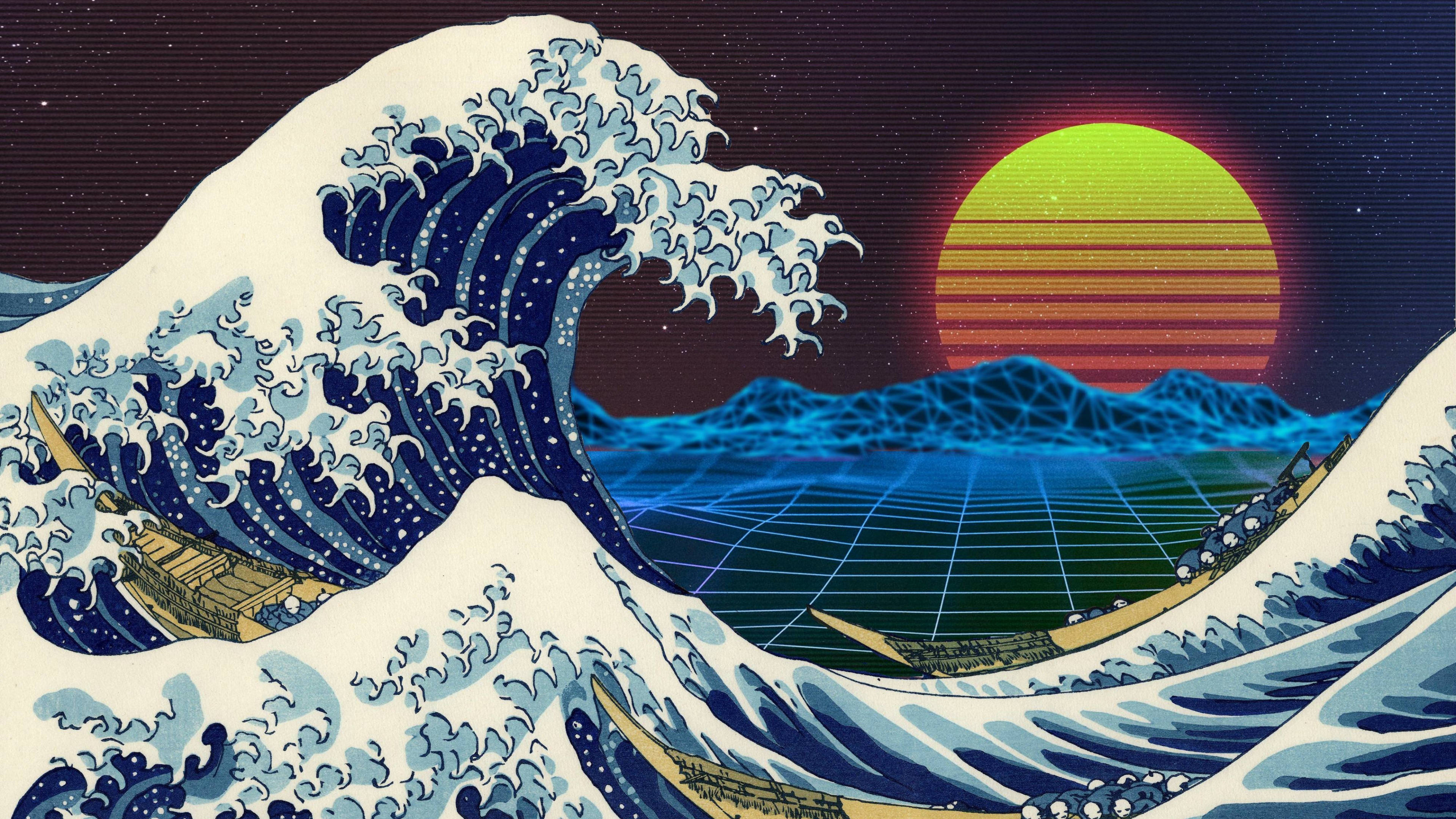 3840x2160 จอภาพ Retro คลื่นใหญ่ วอลเปเปอร์