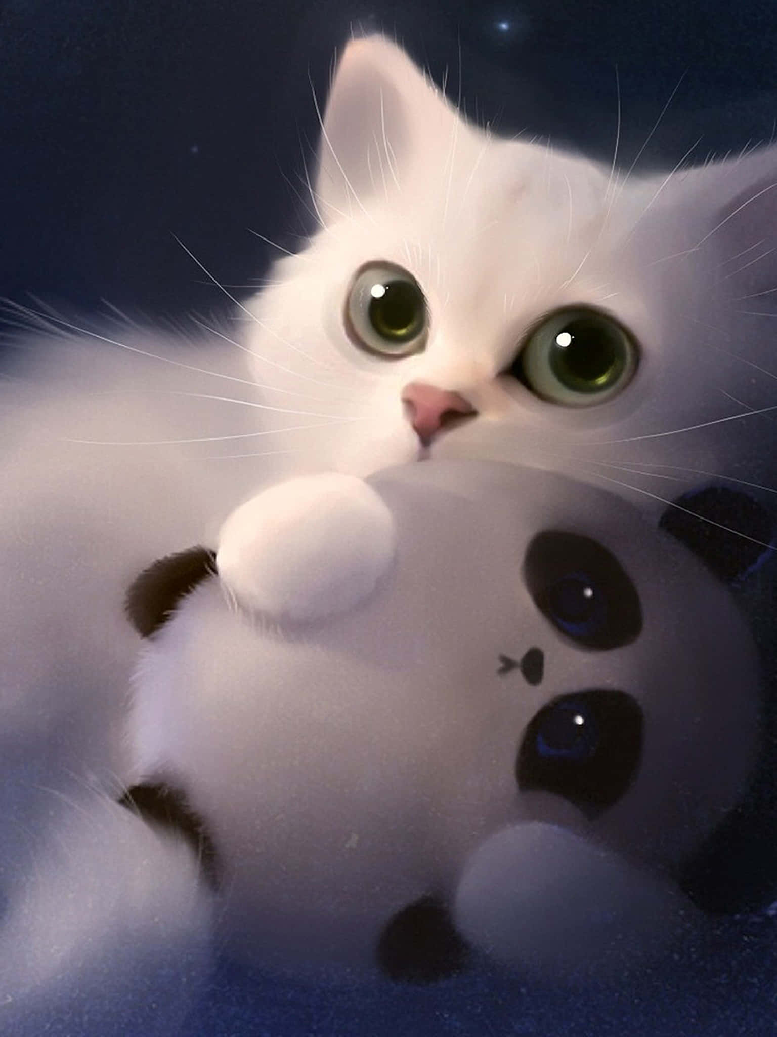 แมวขาว 3D น่ารัก วอลเปเปอร์