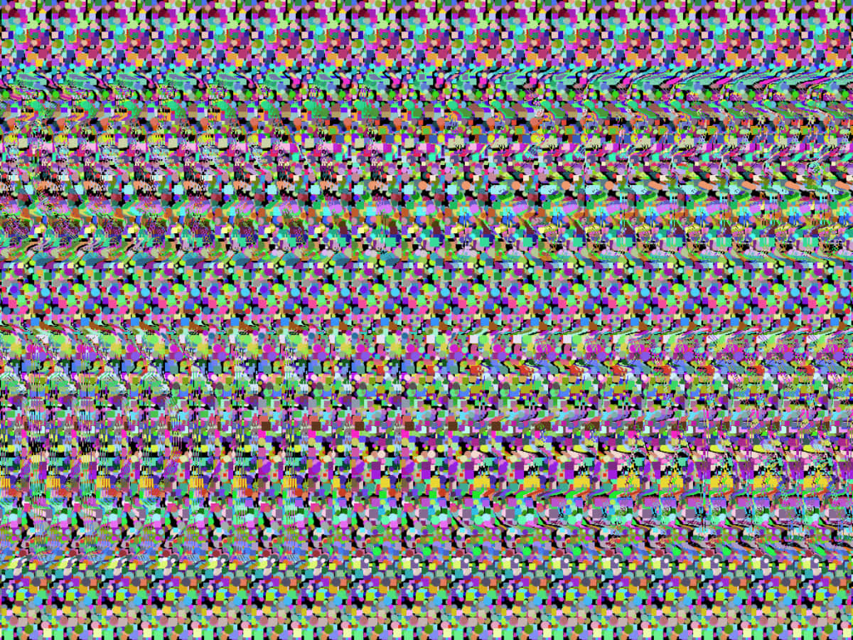 ภาพทีวีสีสันสดใสลายรุ้งแบบออปติคอลลวงตา 3D Glitch นามธรรม วอลเปเปอร์