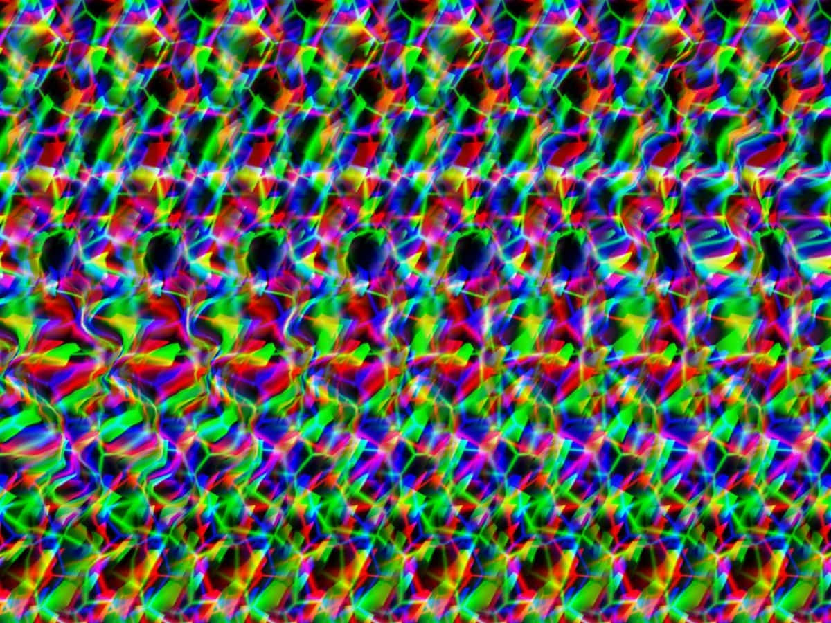 ภาพสเตอริโอแกรม 3D Magic Eye สีเขียวแนวแอบสแทรกต์ วอลเปเปอร์
