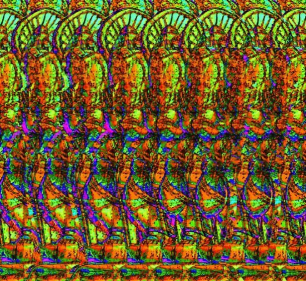 ภาพสเตอริโอแกรม 3D Magic Eye ลวดลาย psychedelic วอลเปเปอร์