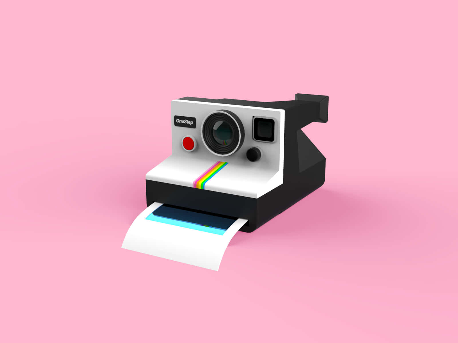 ภาพกล้องโพลารอยด์ 3D สีชมพู วอลเปเปอร์