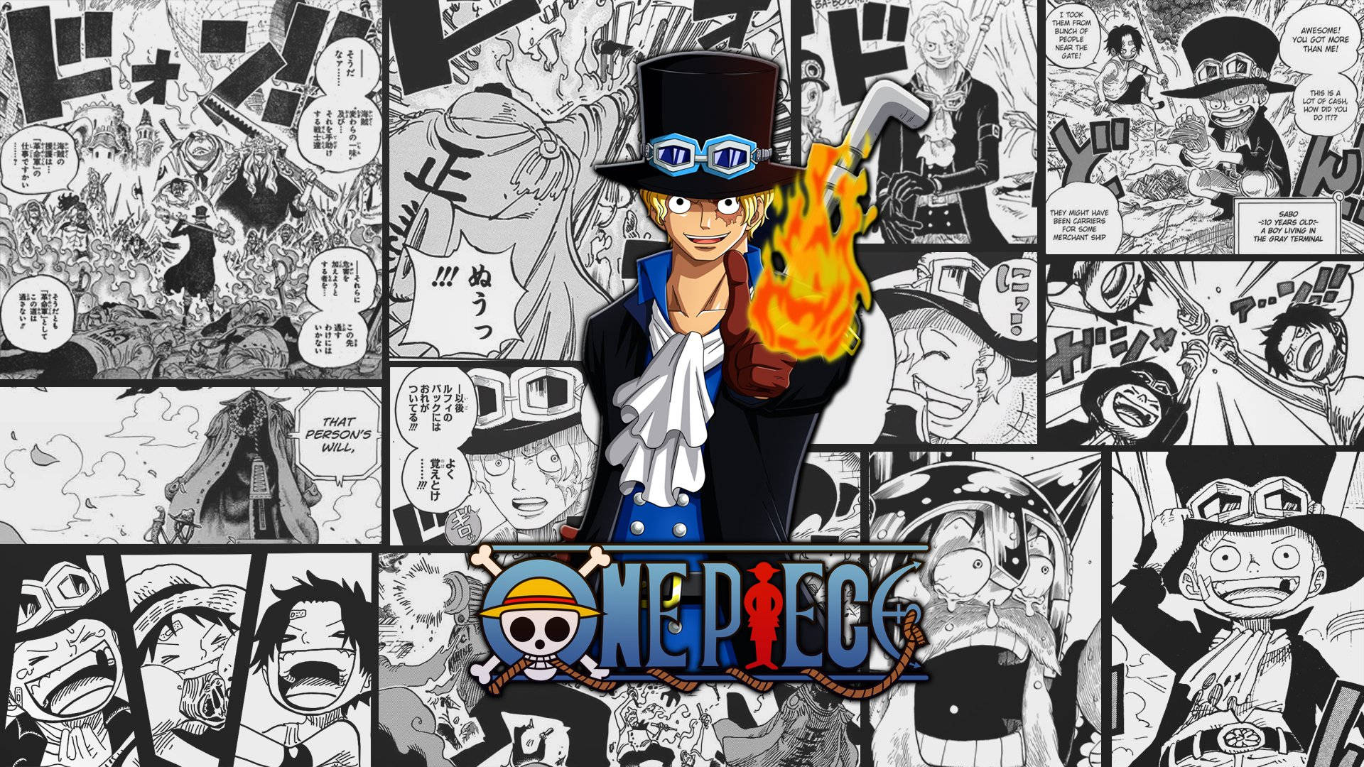 วันพีช 4K ศิลปะการ์ตูนซาโบ วอลเปเปอร์