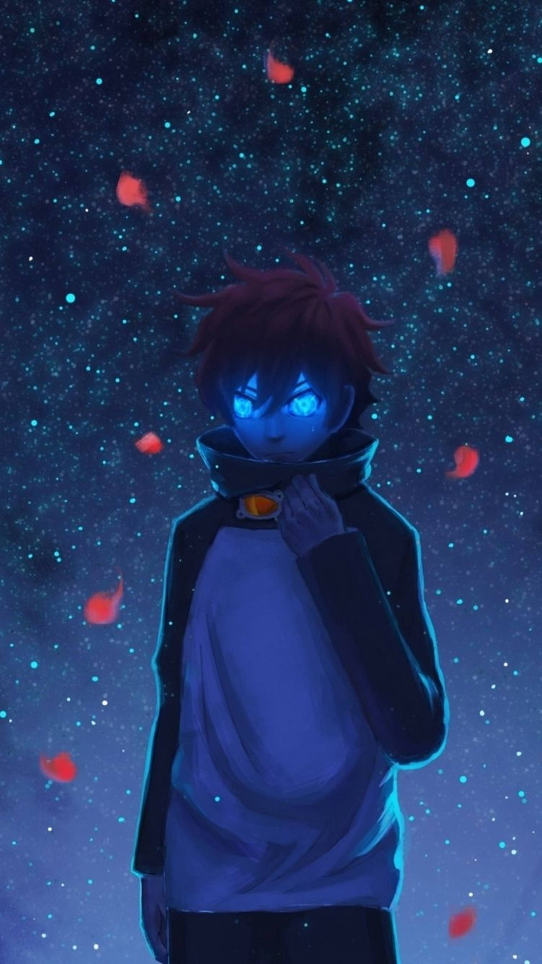 4K Anime IPhone เด็กหนุ่มดวงตาสีฟ้าเรืองแสง — 4K อนิเมะ GIF วอลเปเปอร์