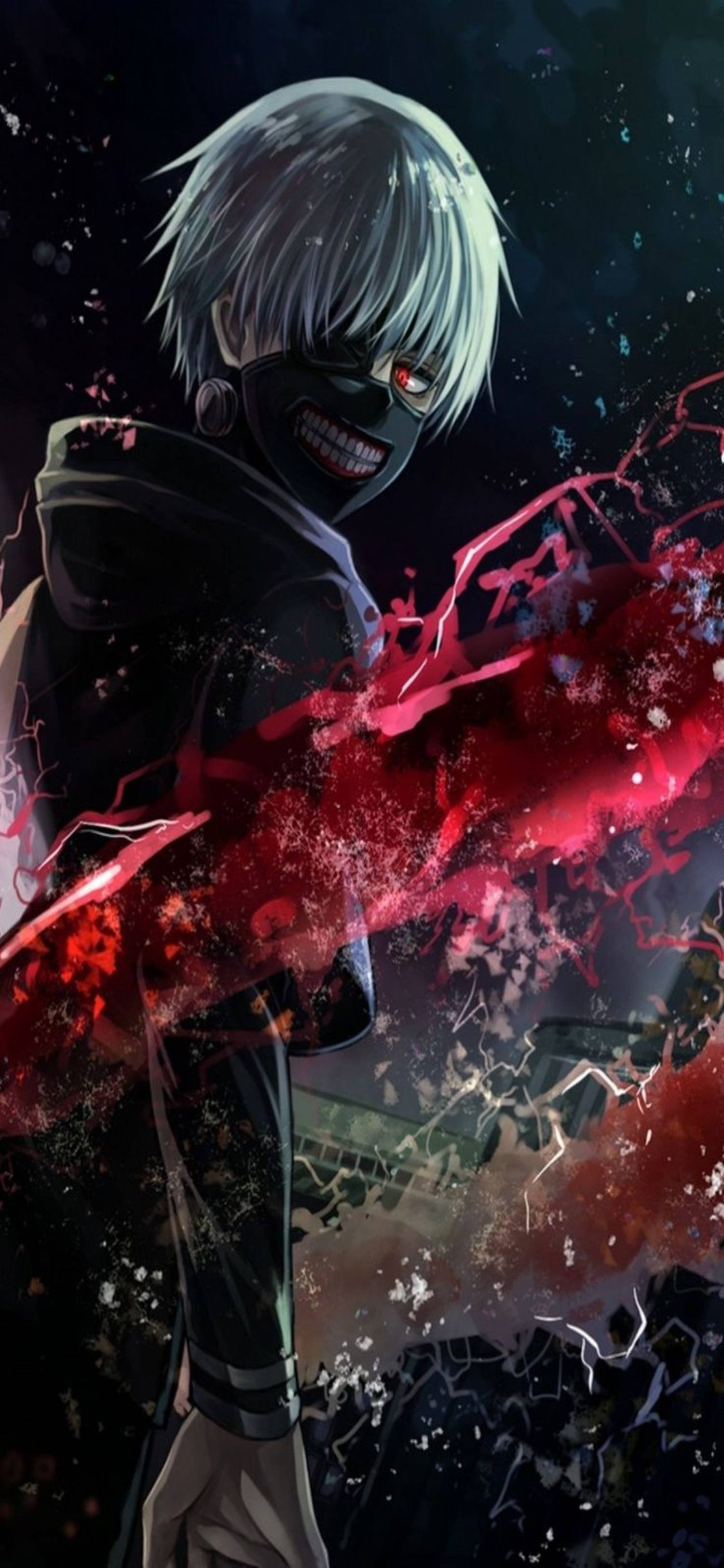 4K Anime iPhone Tokyo Ghoul มือแดง วอลเปเปอร์