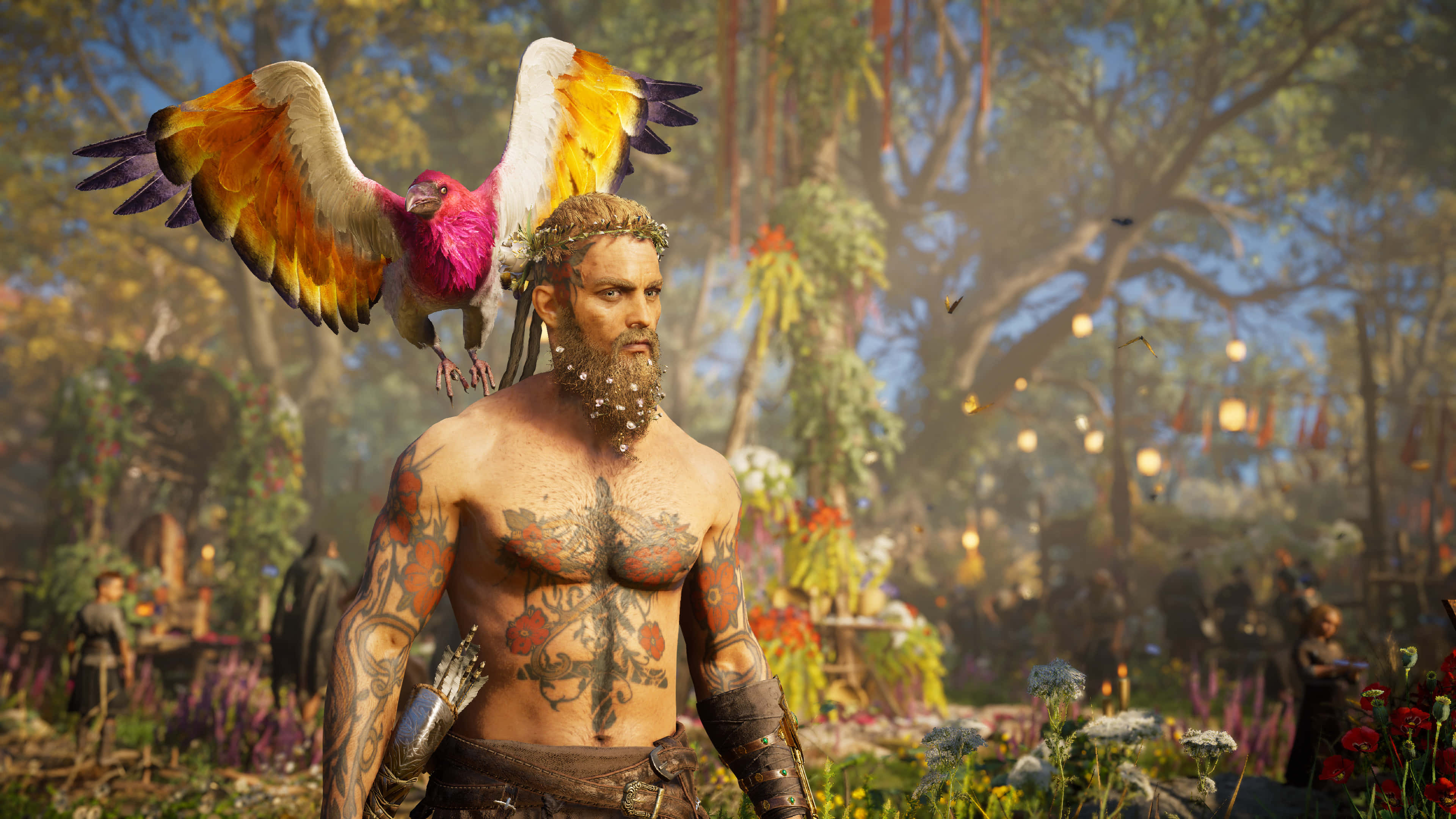 พื้นหลัง 4K Assassin's Creed Valhalla เทศกาล Ostara วอลเปเปอร์
