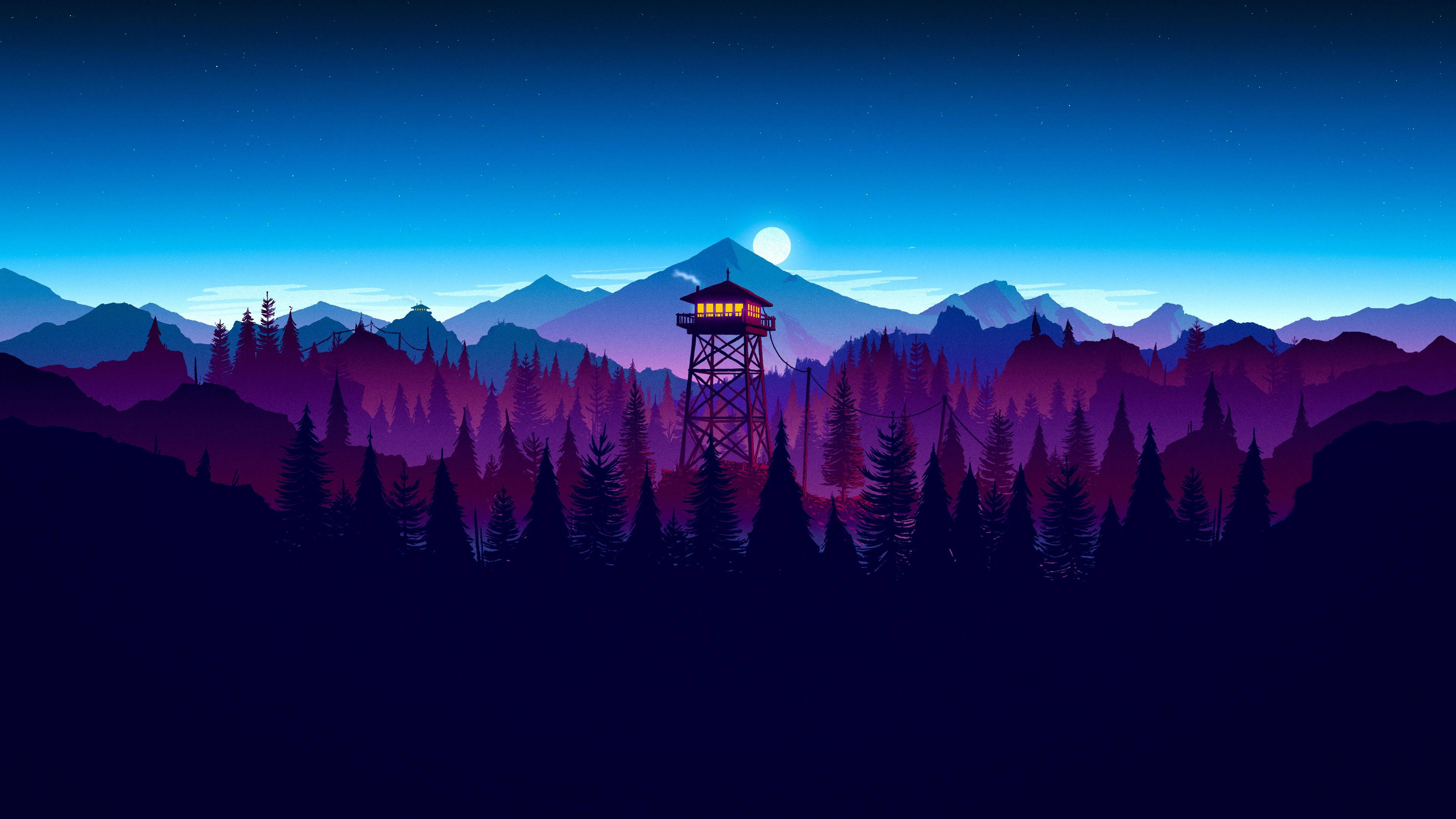 4K Firewatch ป่าม่วงเงาตะคุ่ม วอลเปเปอร์