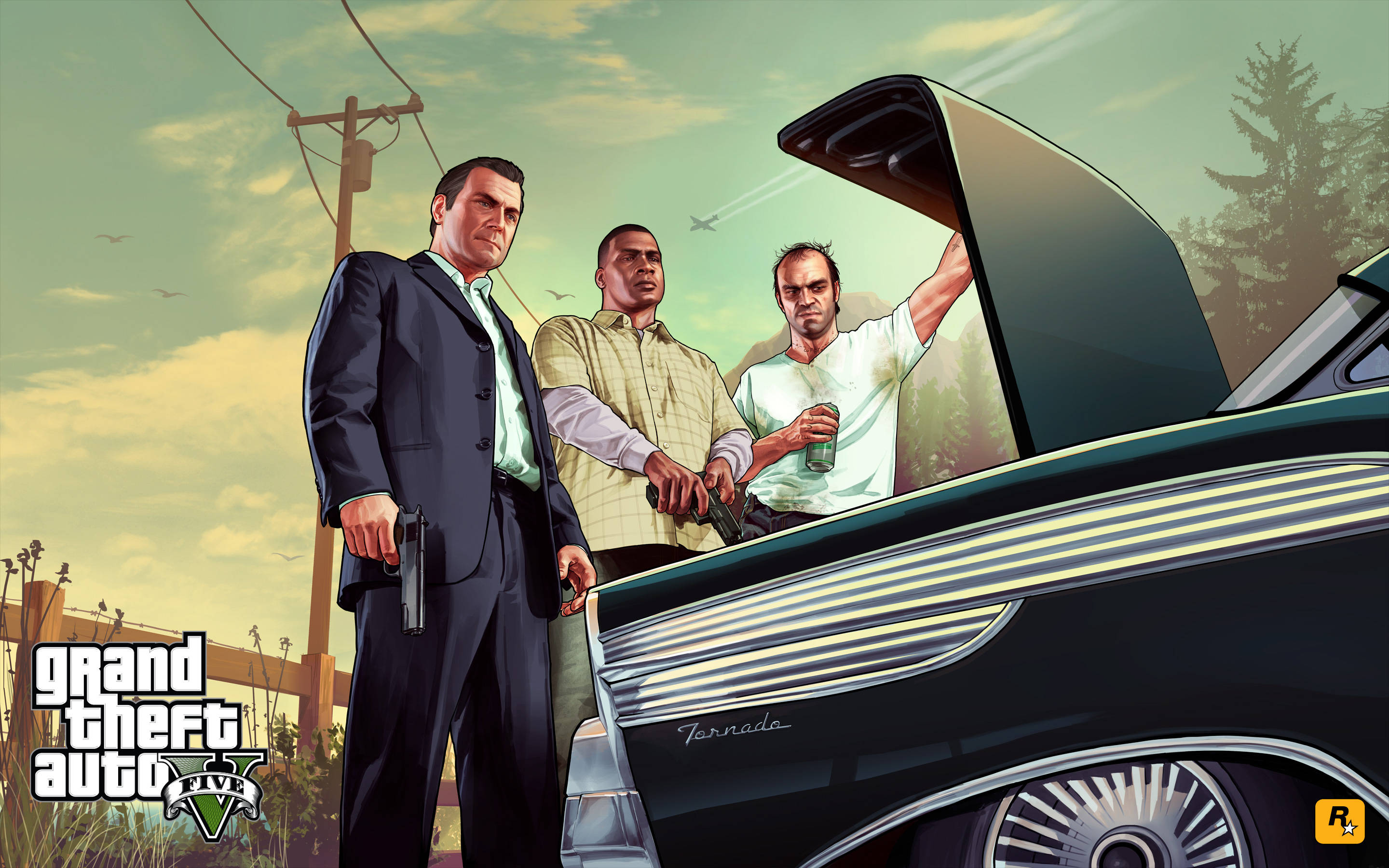 4K GTA 5 ตัวละครตรวจดูฝากระโปรงรถ วอลเปเปอร์