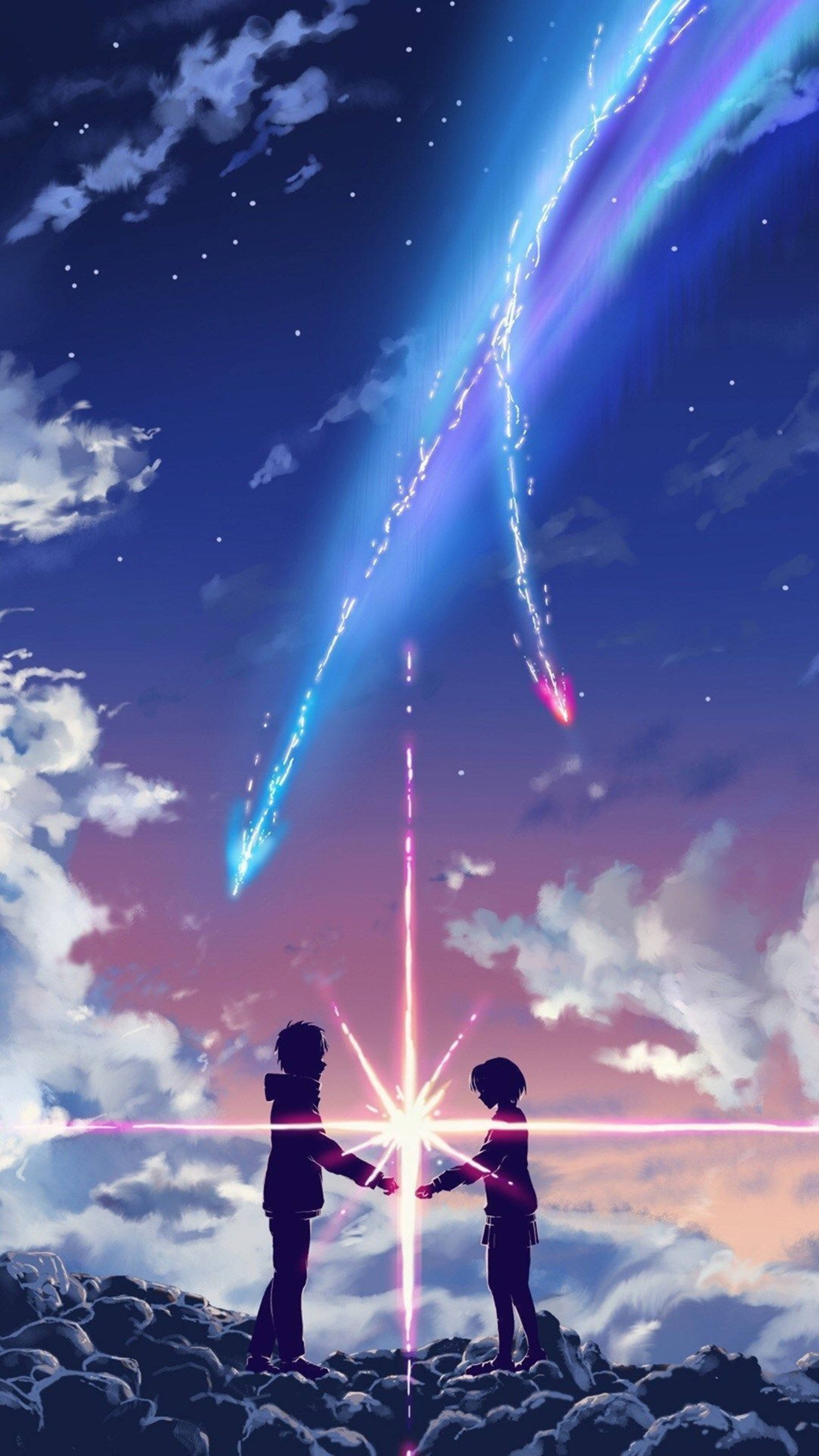 4K อนิเมะ iPhone Your Name ทาคิและมิตสึฮะ วอลเปเปอร์