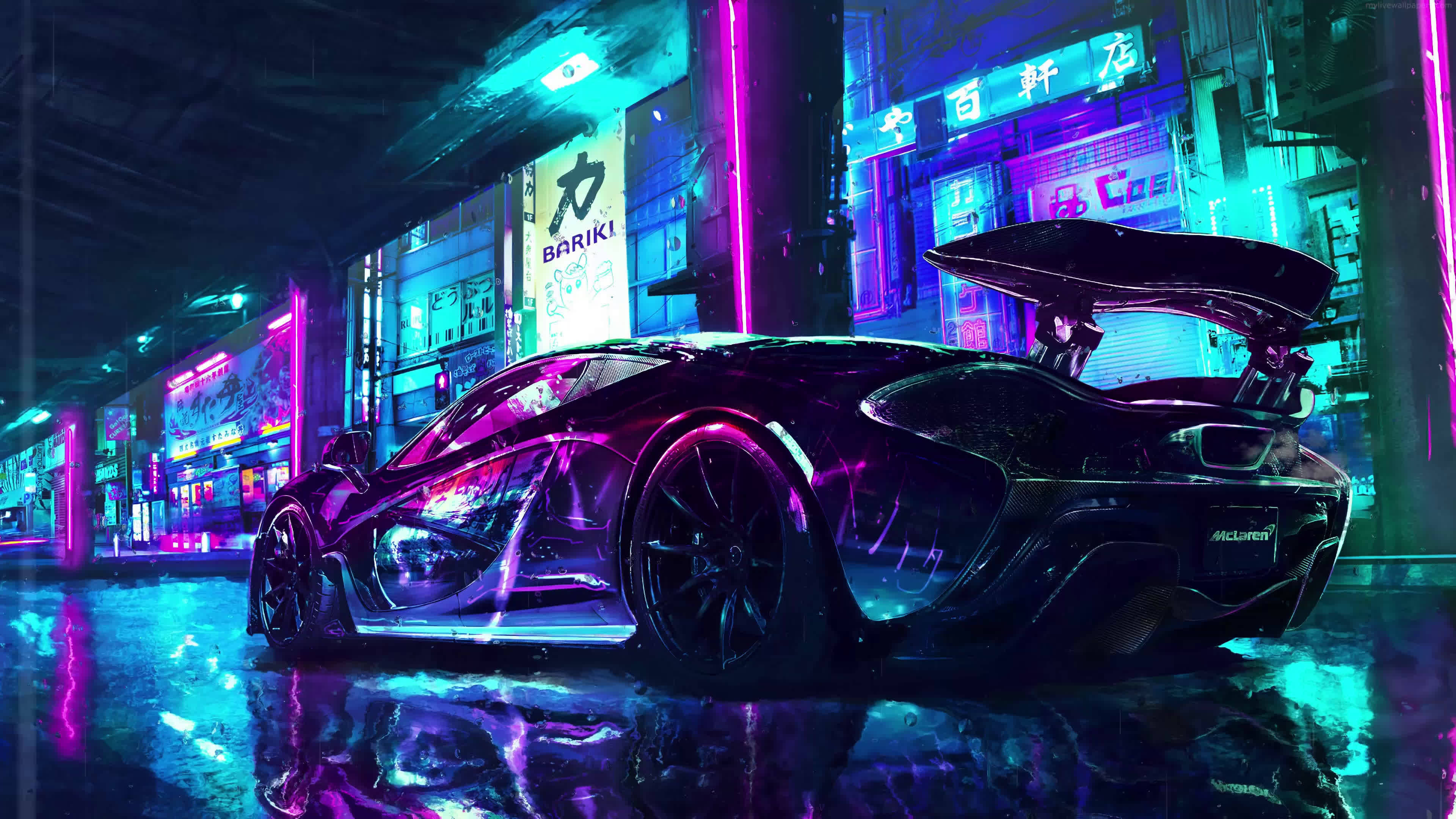 รถยนต์ 4K McLaren Retro Wave วอลเปเปอร์
