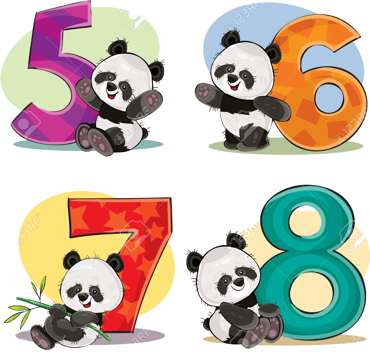 แพนด้า_ตัวเลข_5_ถึง_8 วอลเปเปอร์
