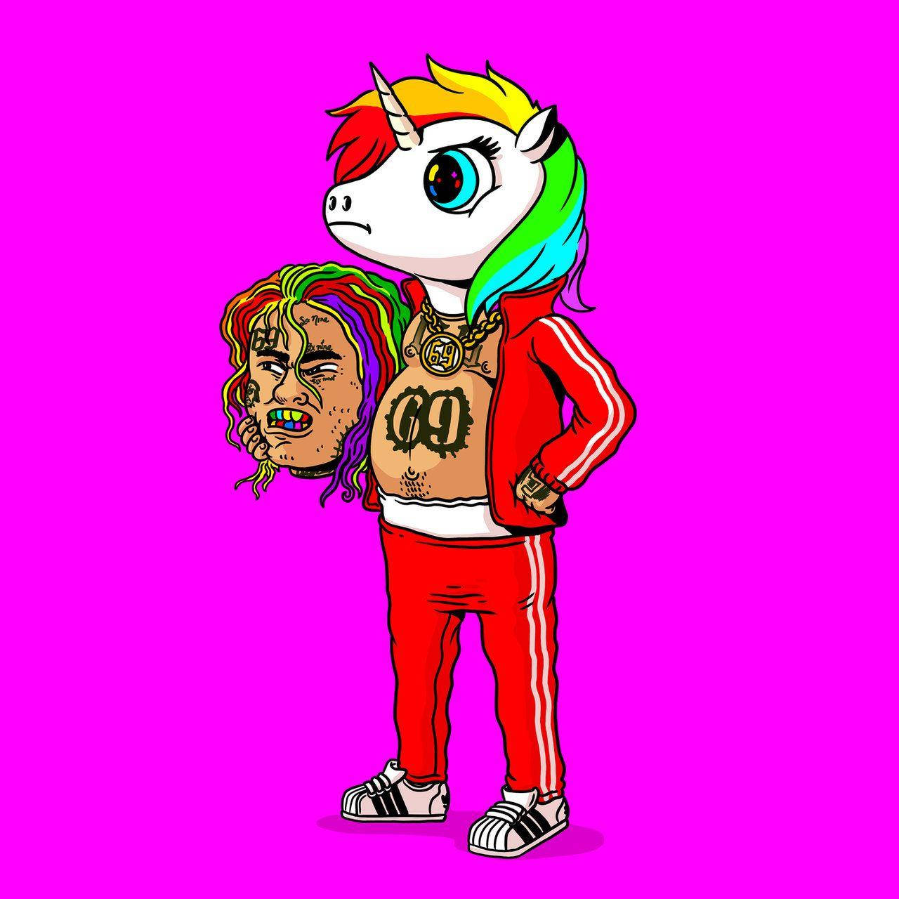 6ix9ine กับยูนิคอร์นสีรุ้ง วอลเปเปอร์