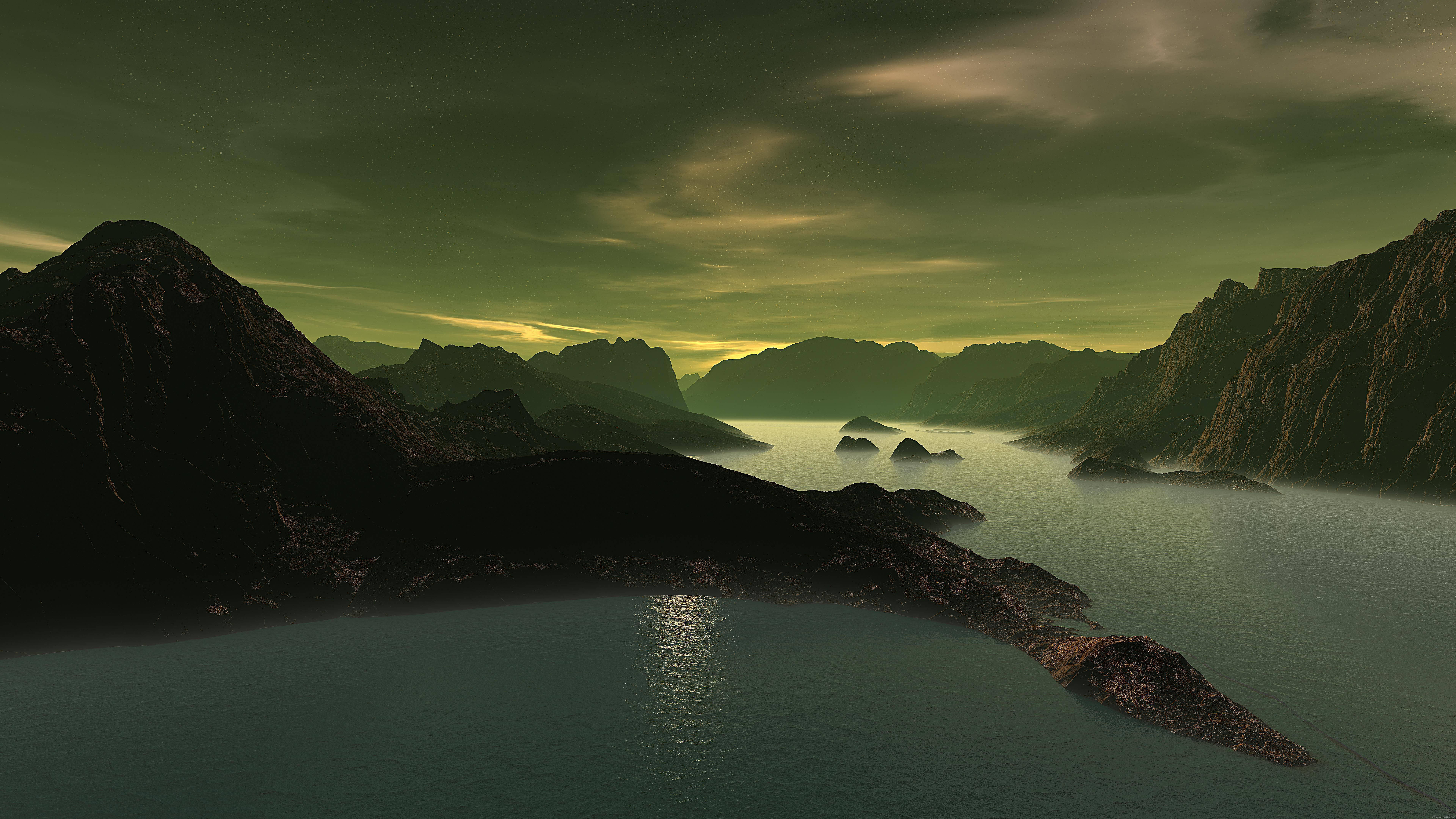 8K 7680x4320 Ultra HD Resolution Desktop Fjord วอลเปเปอร์