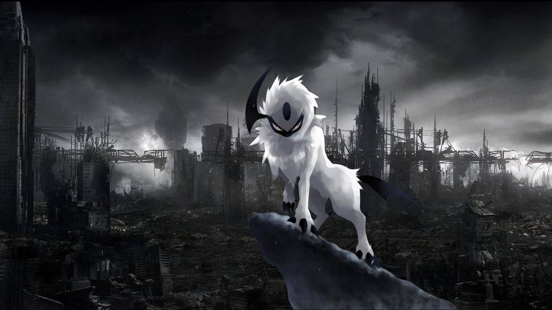 โปเกมอน Absol สีเข้มแนวอนิเมะ วอลเปเปอร์