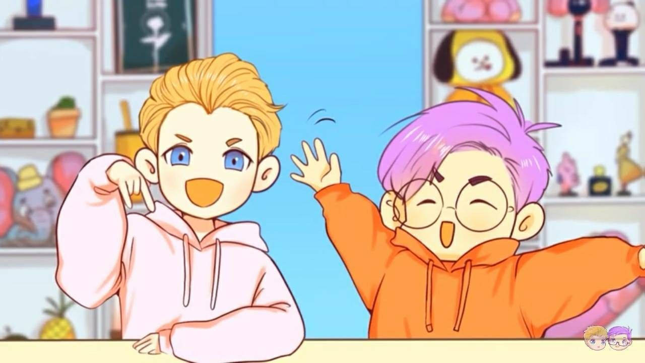 ภาพวาดแอนิเมชันของ Adam และ Justin จาก LankyBox วอลเปเปอร์