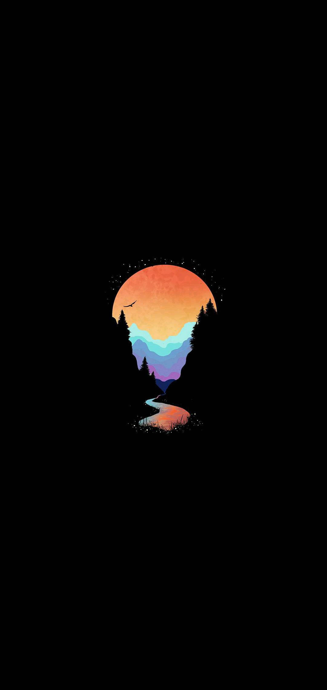 AMOLED ลำธารบนภูเขา วอลเปเปอร์