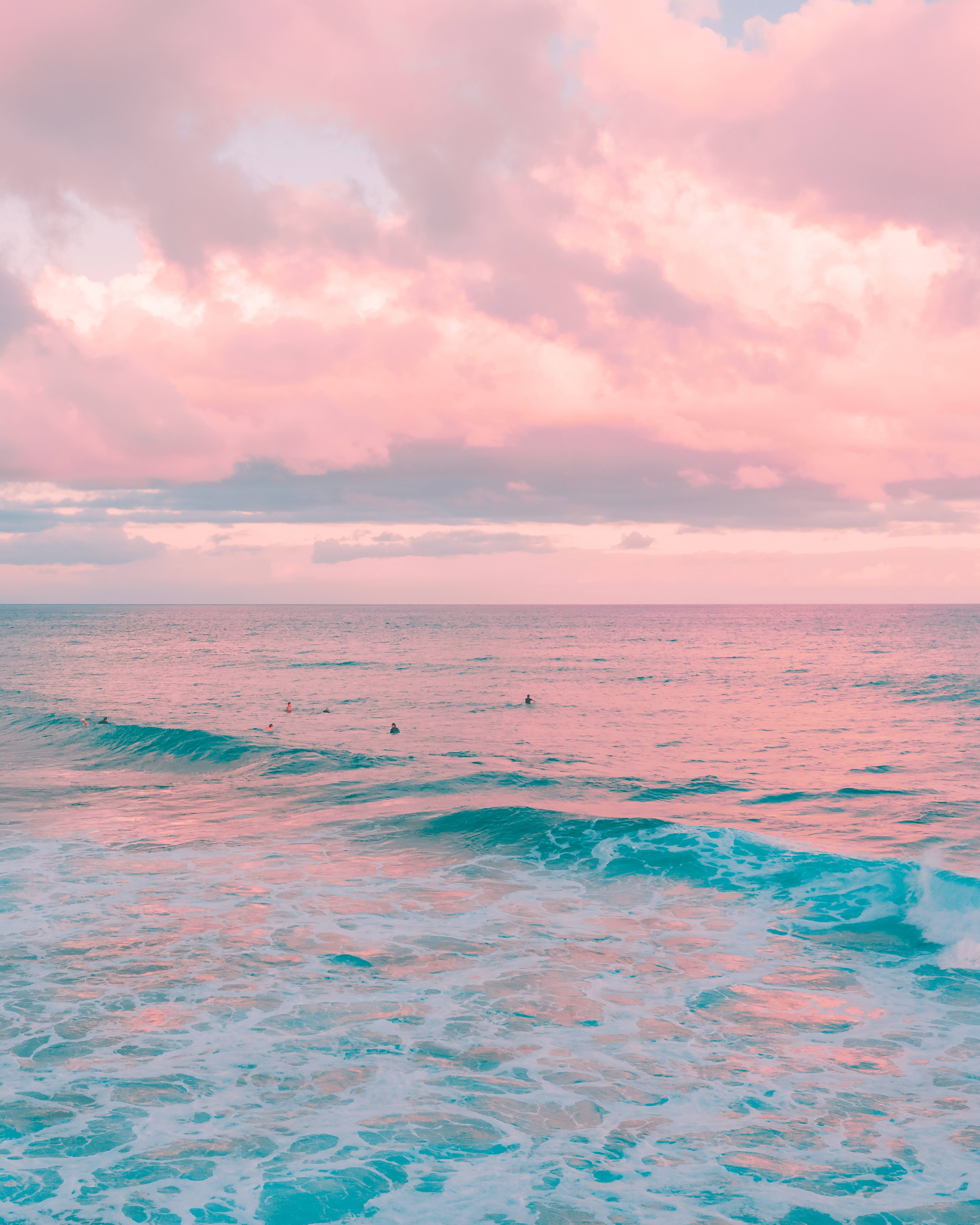 ชายหาดสีชมพูและฟ้าพาสเทลสำหรับ Android วอลเปเปอร์