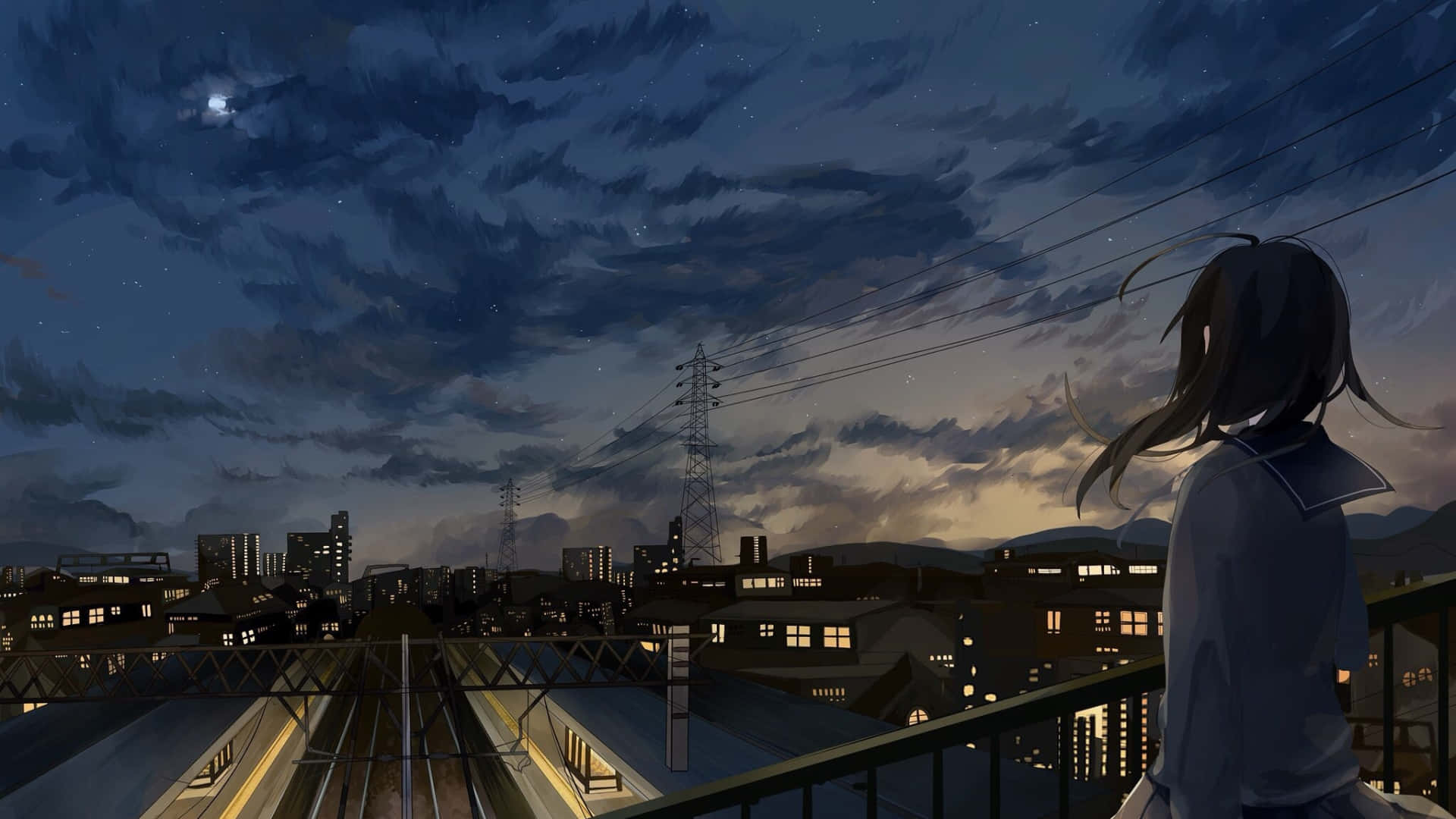 สำรวจถนนสีสันสดใสของ Anime City! วอลเปเปอร์