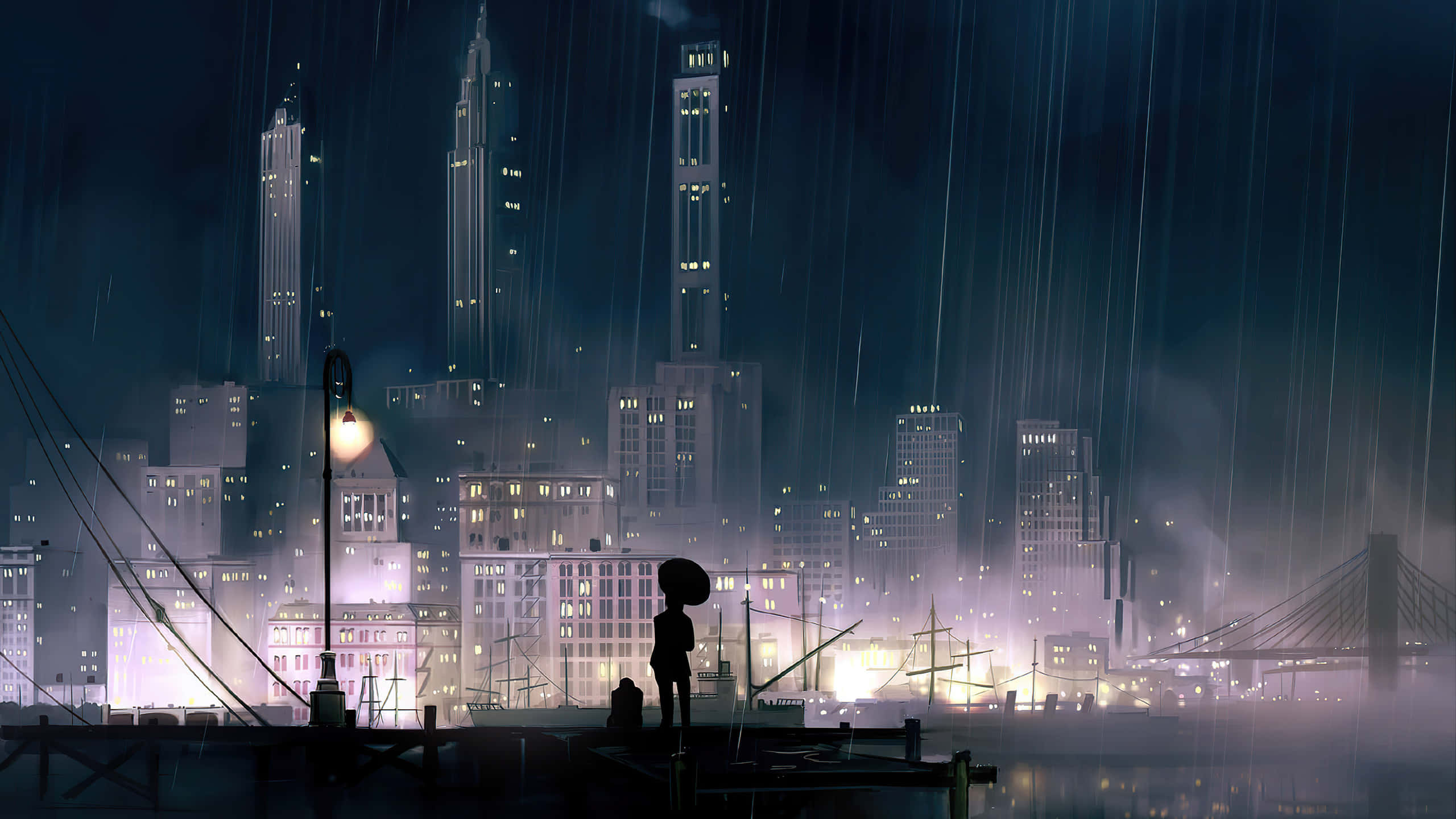 ดื่มด่ำกับความงามของ Anime City! วอลเปเปอร์