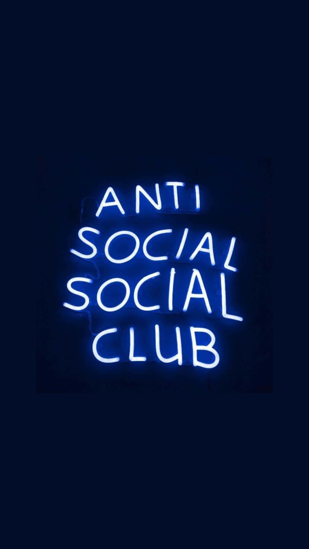 Anti Social Club iPhone ป้ายนีออนสีน้ำเงิน วอลเปเปอร์
