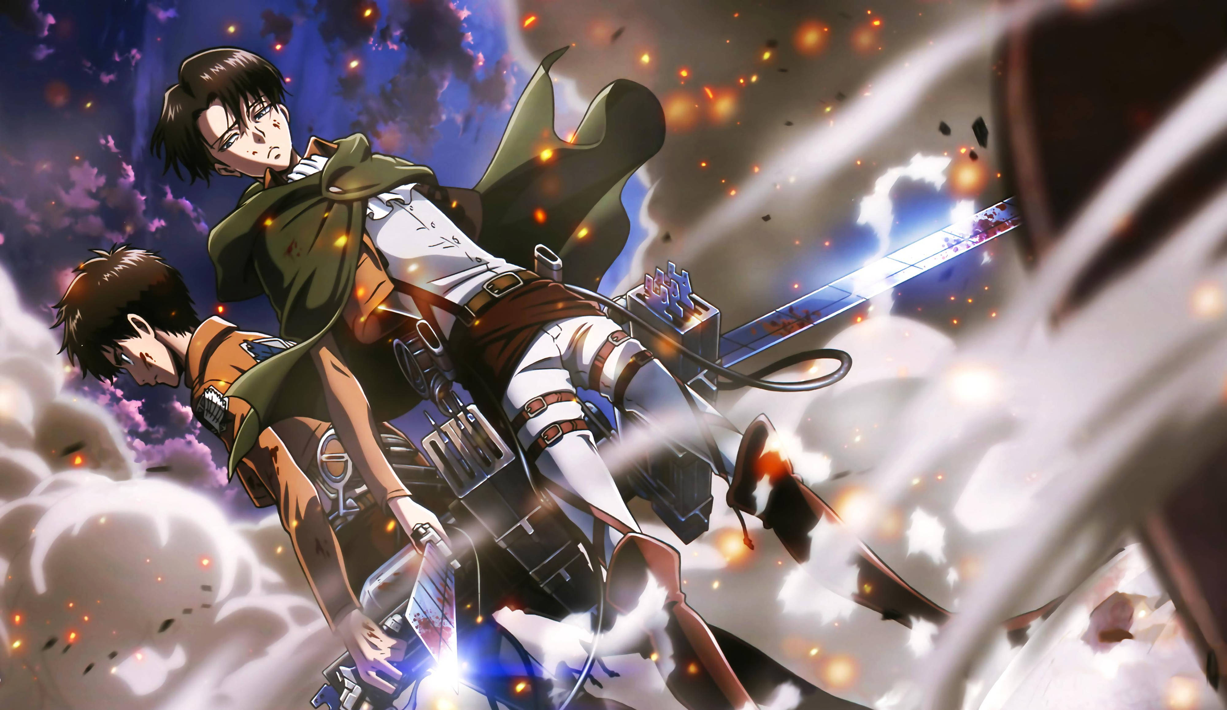 ลีวาย เอเรน อะนิเมะ AOT 4K วอลเปเปอร์