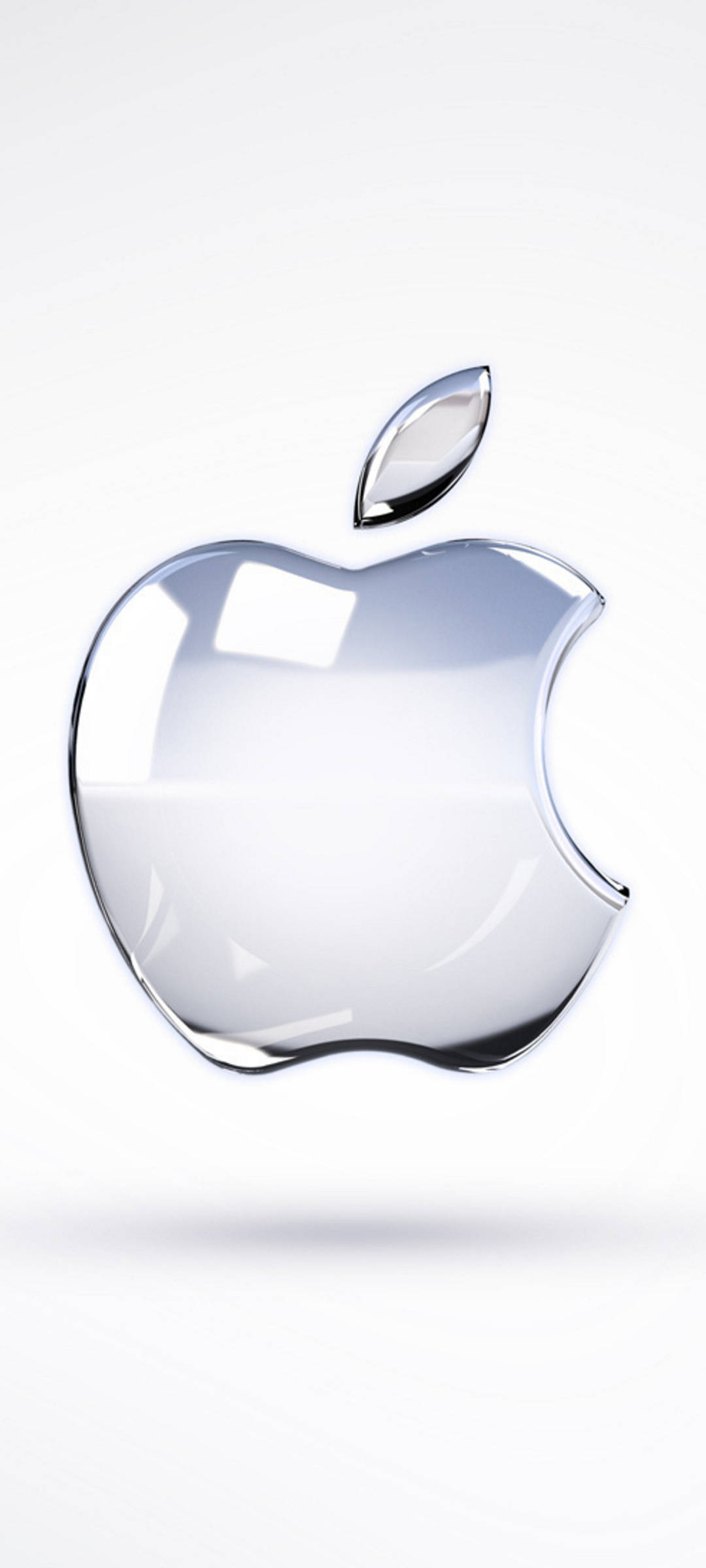 โลโก้ Apple สีเงินบนพื้นขาว iPhone วอลเปเปอร์