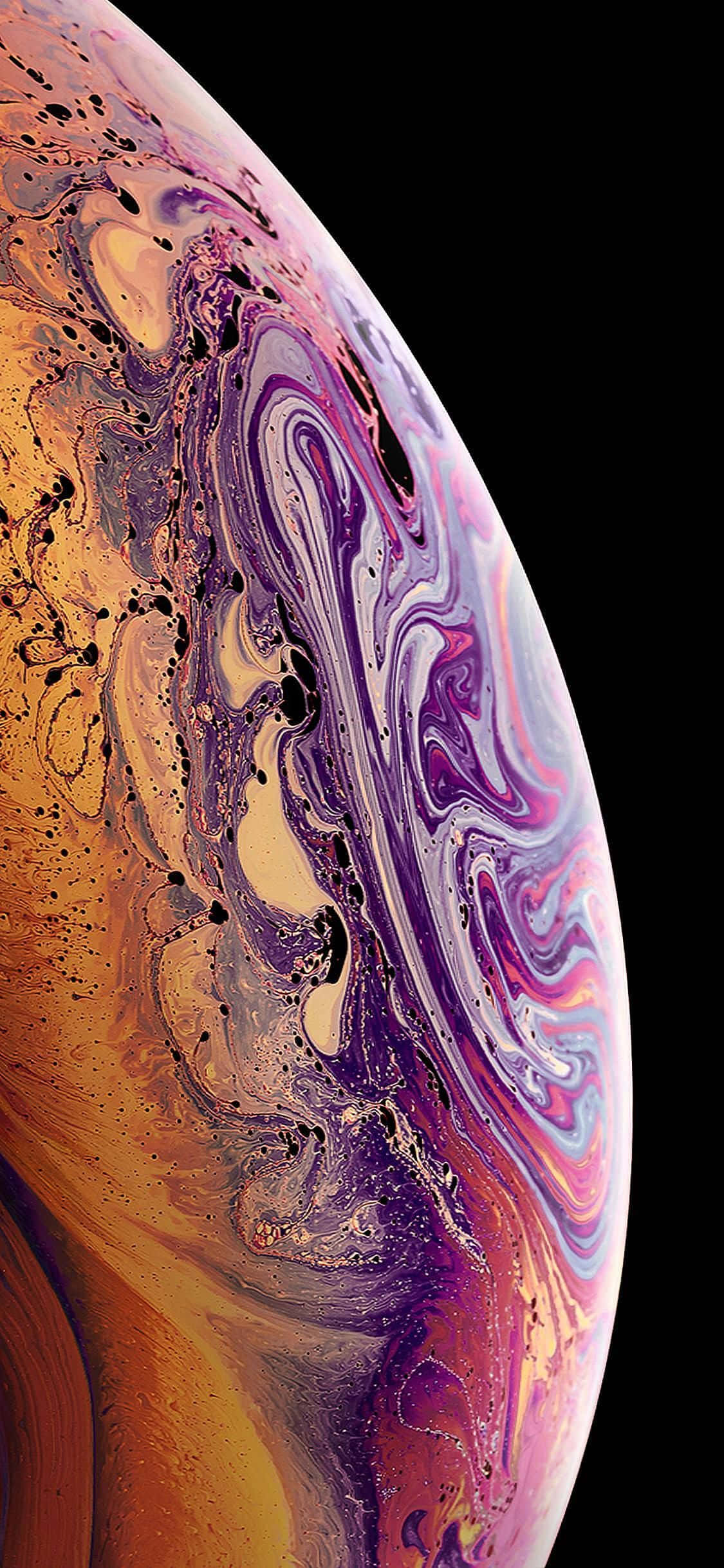 Apple iPhone XS พื้นหลังไล่สีม่วงฟองสบู่ วอลเปเปอร์