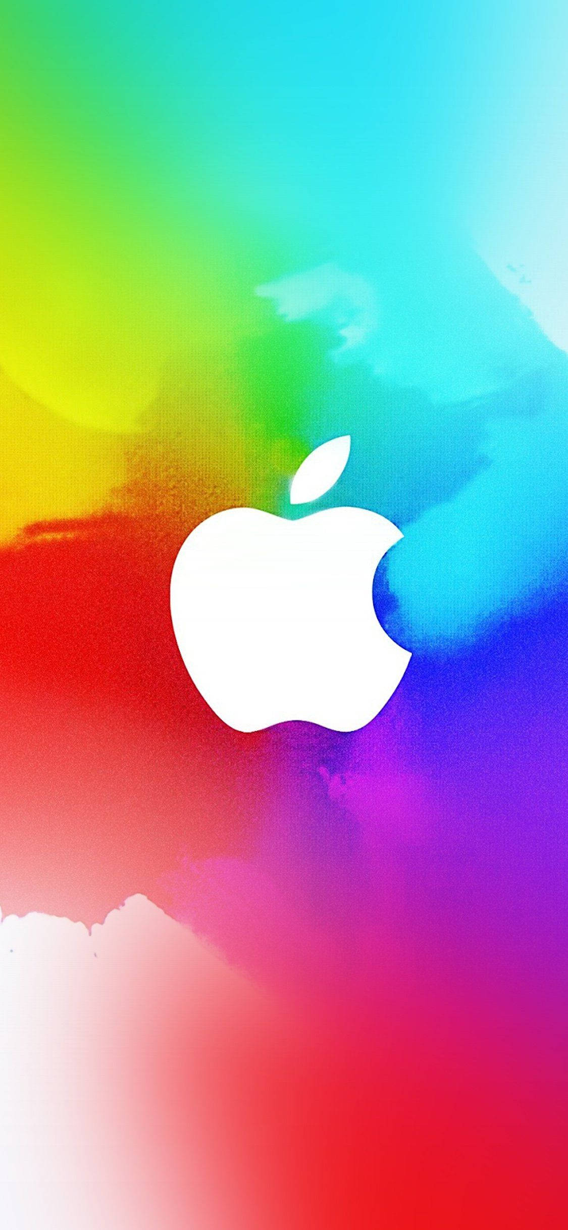 โลโก้ Apple สีขาวบนพื้นรุ้งสำหรับ iPhone วอลเปเปอร์