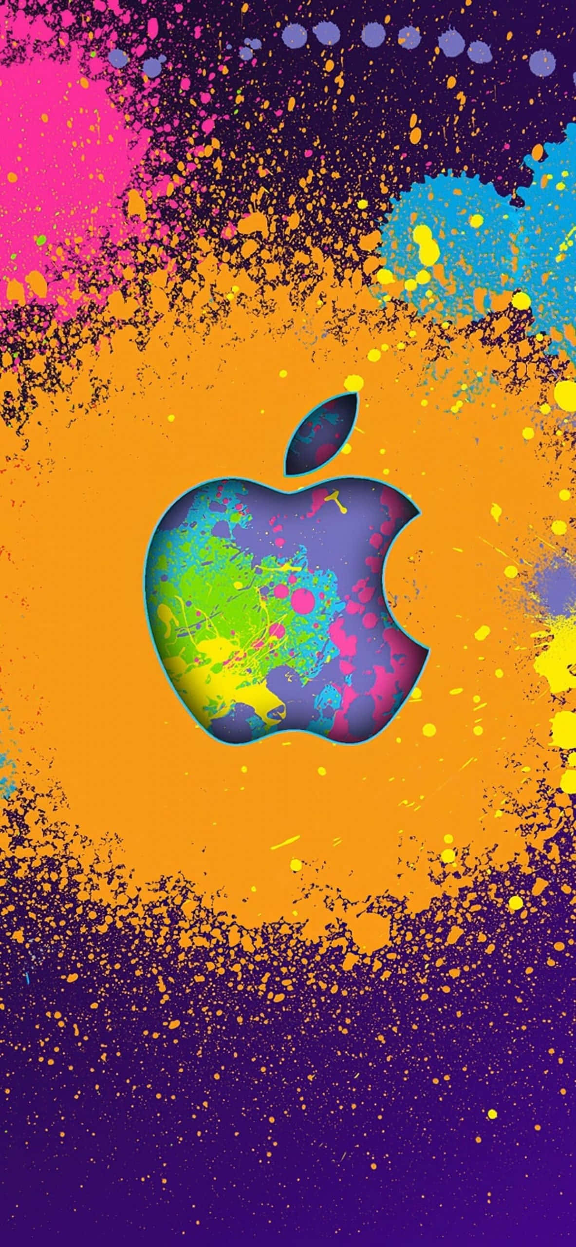 Apple Logo Paint Splash iPhone XS วอลเปเปอร์