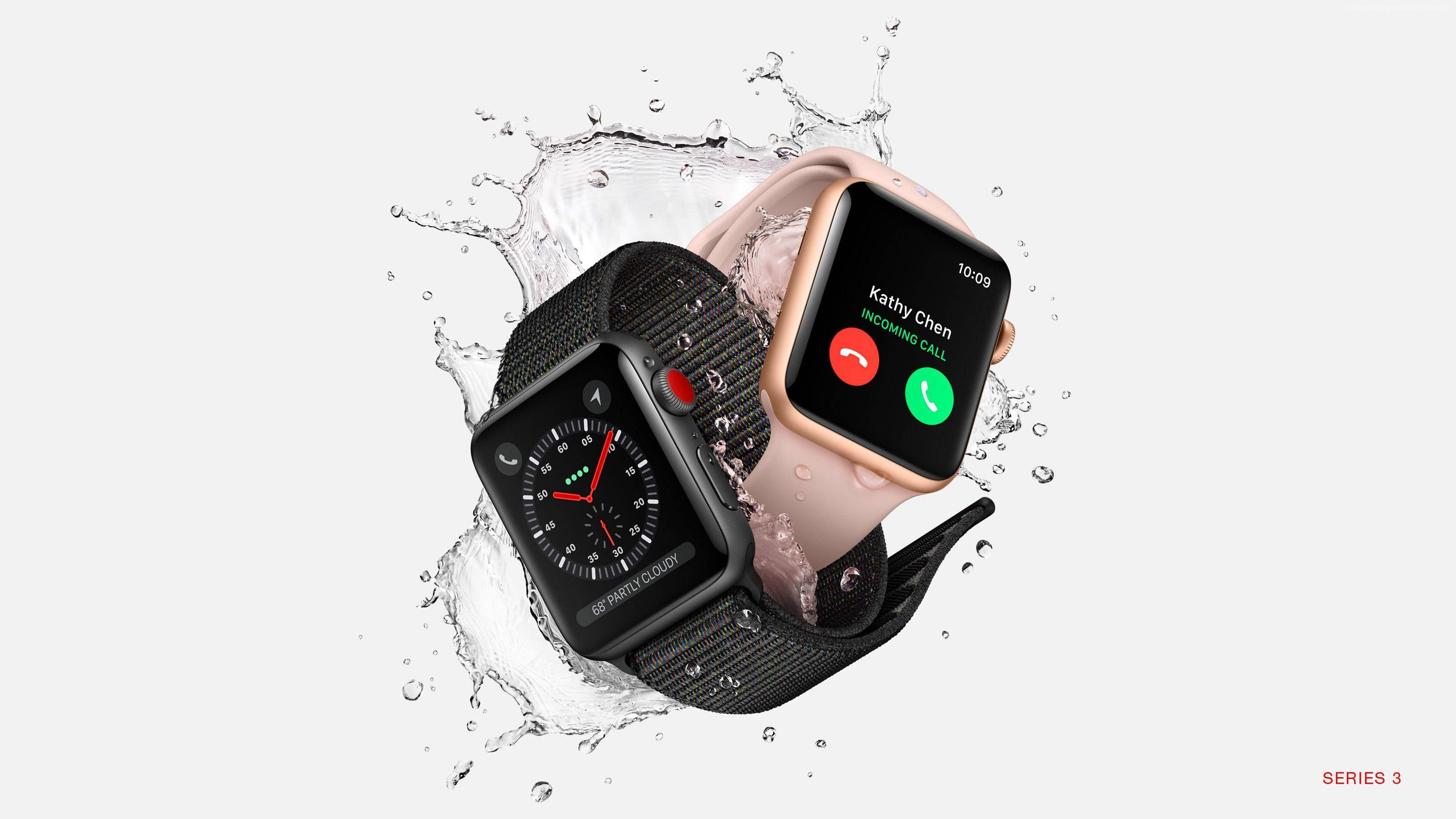Apple Watch พร้อมละอองน้ำ วอลเปเปอร์