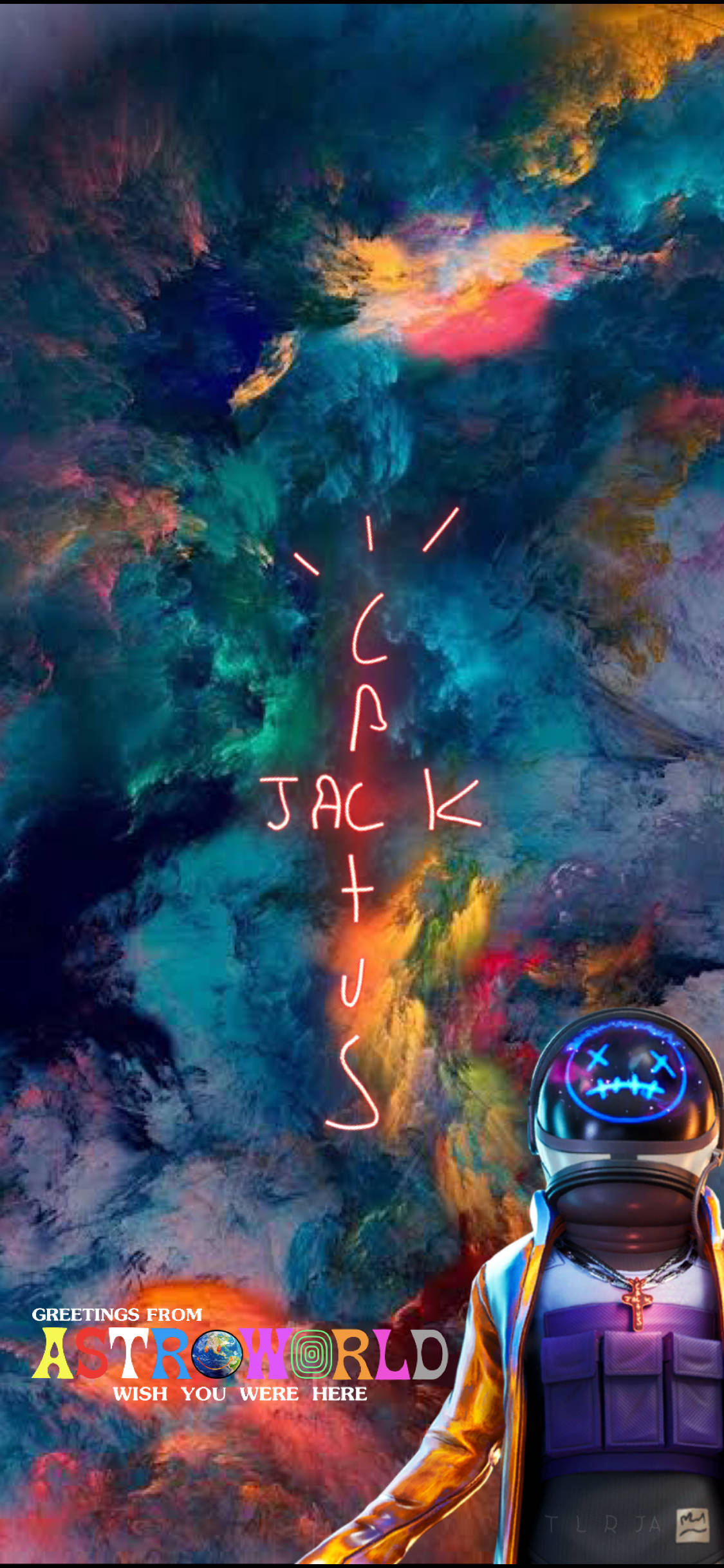 Astroworld iPhone Jack Cactus ควันสีสัน วอลเปเปอร์