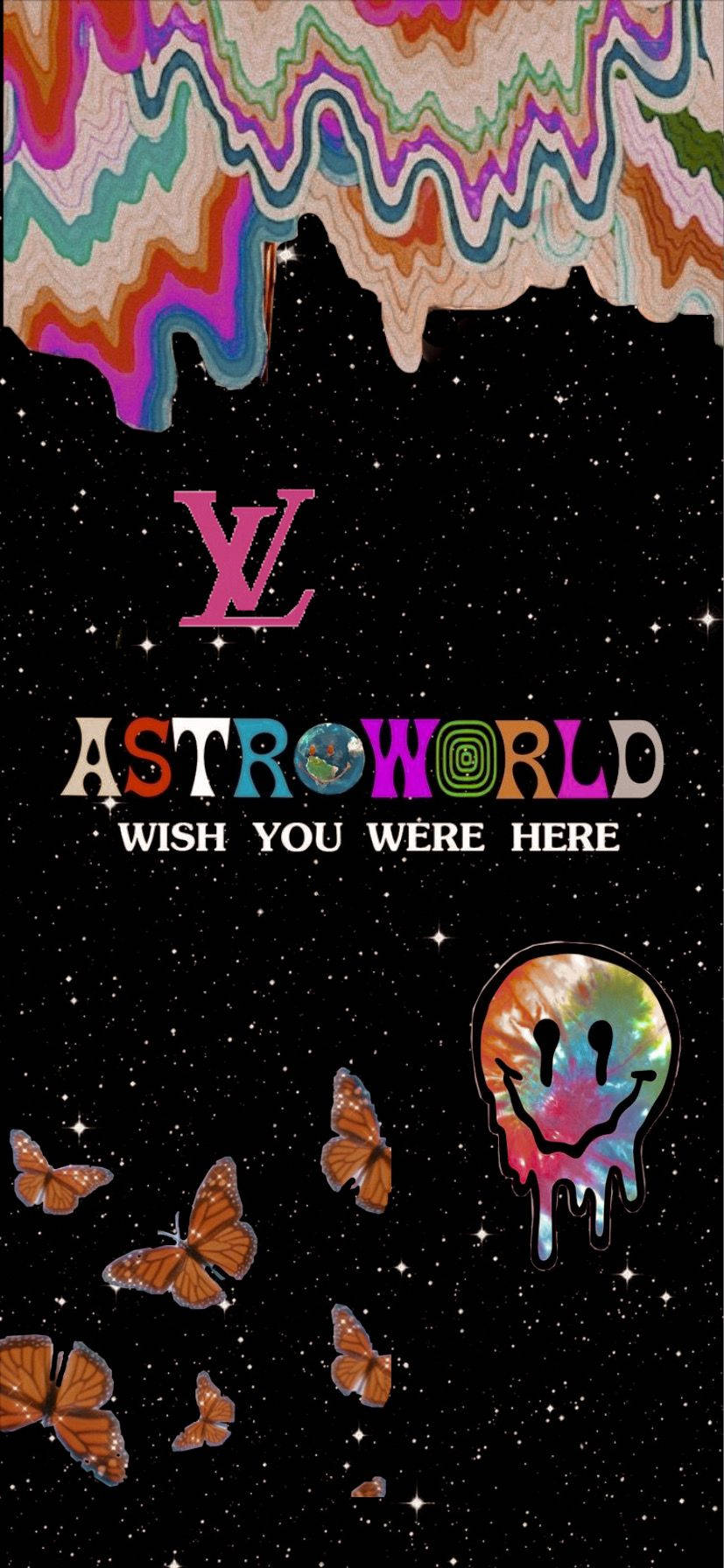 Astroworld iPhone ลวดลายขีดเขียนแนวไซเคเดลิก วอลเปเปอร์