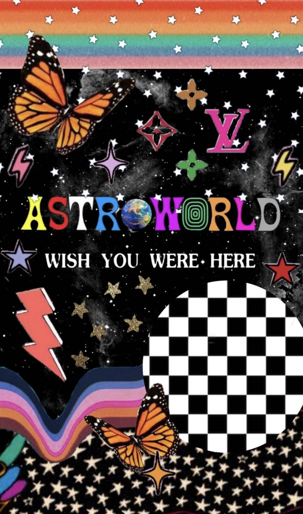 ภาพวอลล์เปเปอร์สุนทรีย์สุดขึ้ของ Astroworld โดย Travis Scott พร้อมผีเสื้อ วอลเปเปอร์