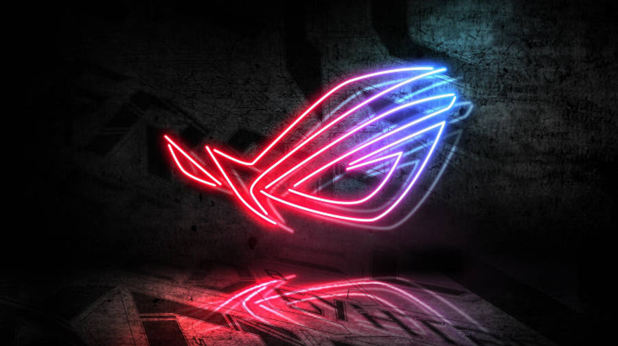 โลโก้ ASUS ROG สีน้ำเงินนีออนและสีแดง วอลเปเปอร์